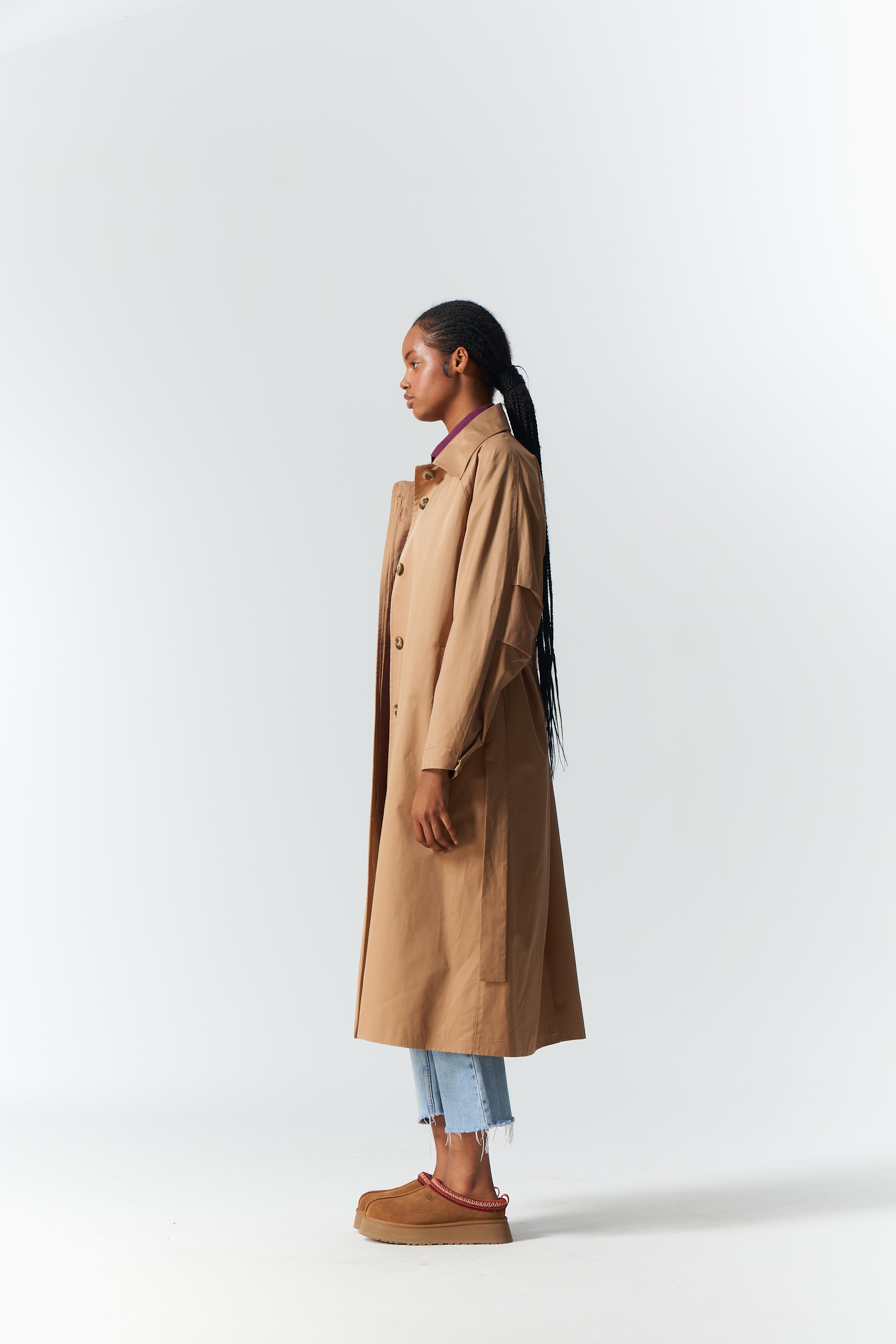 DERİ DETAY TRENCH COAT MOCHA