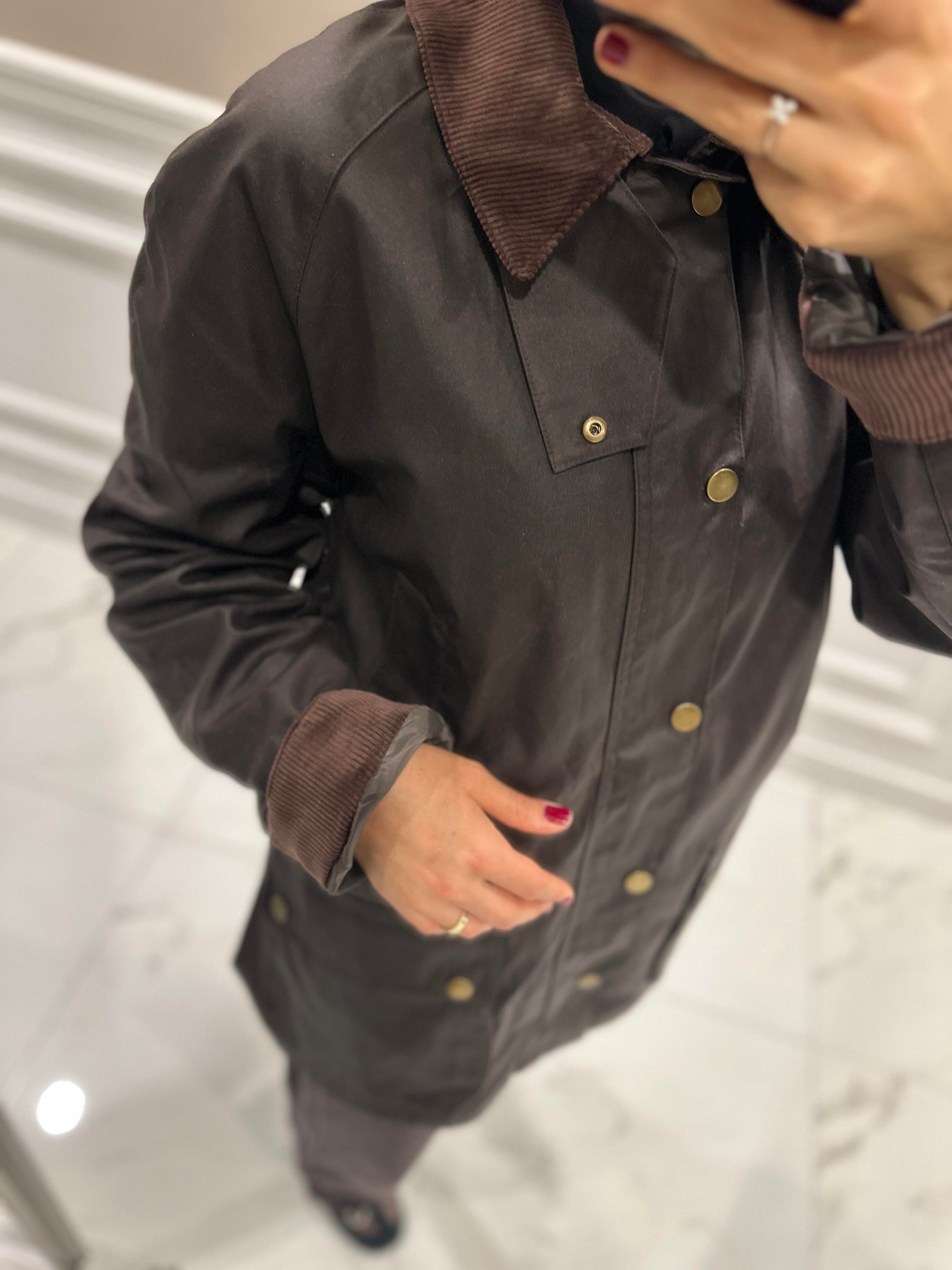 FİTİLLİ YAKALI KAHVERENGİ MUMLU CEKET