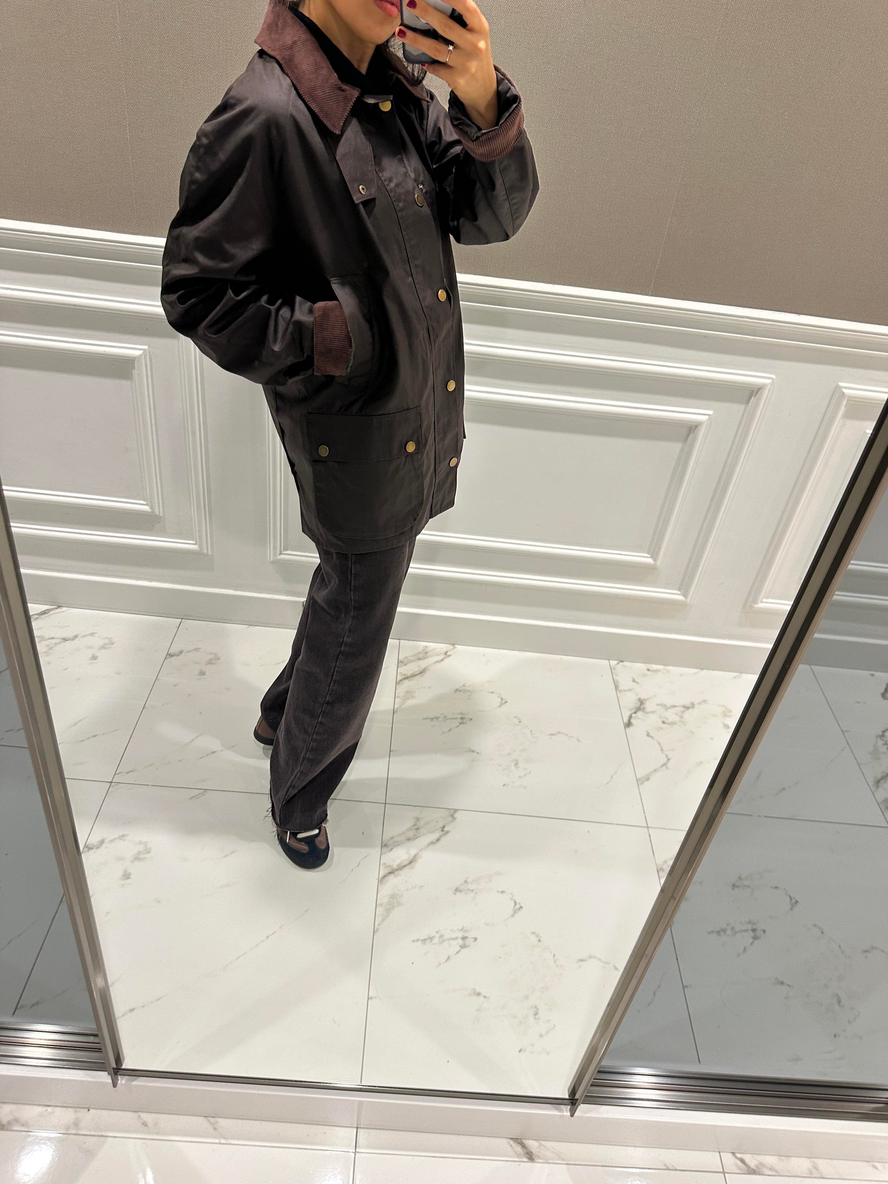 FİTİLLİ YAKALI KAHVERENGİ MUMLU CEKET