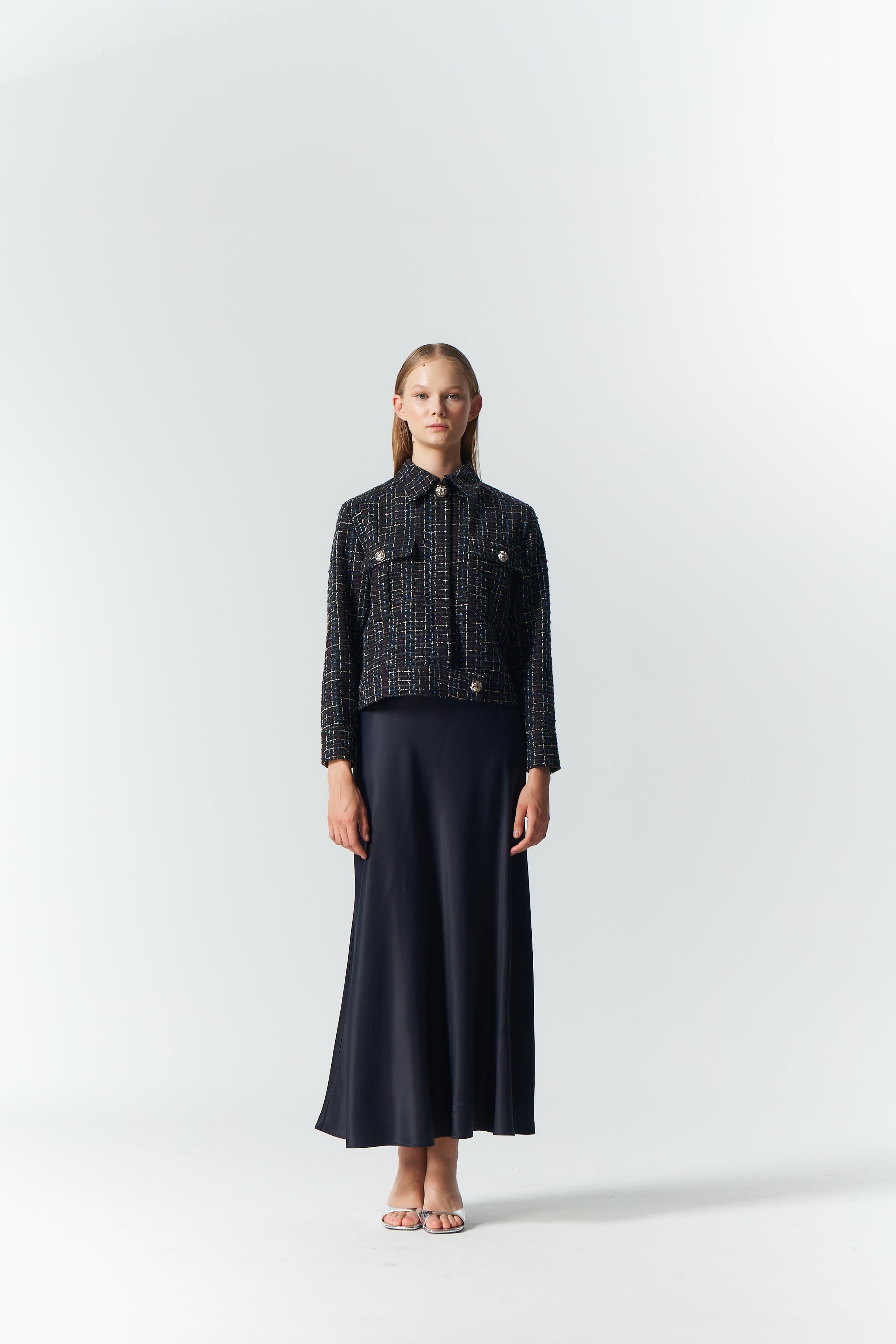 LACİVERT SATEN ETEK