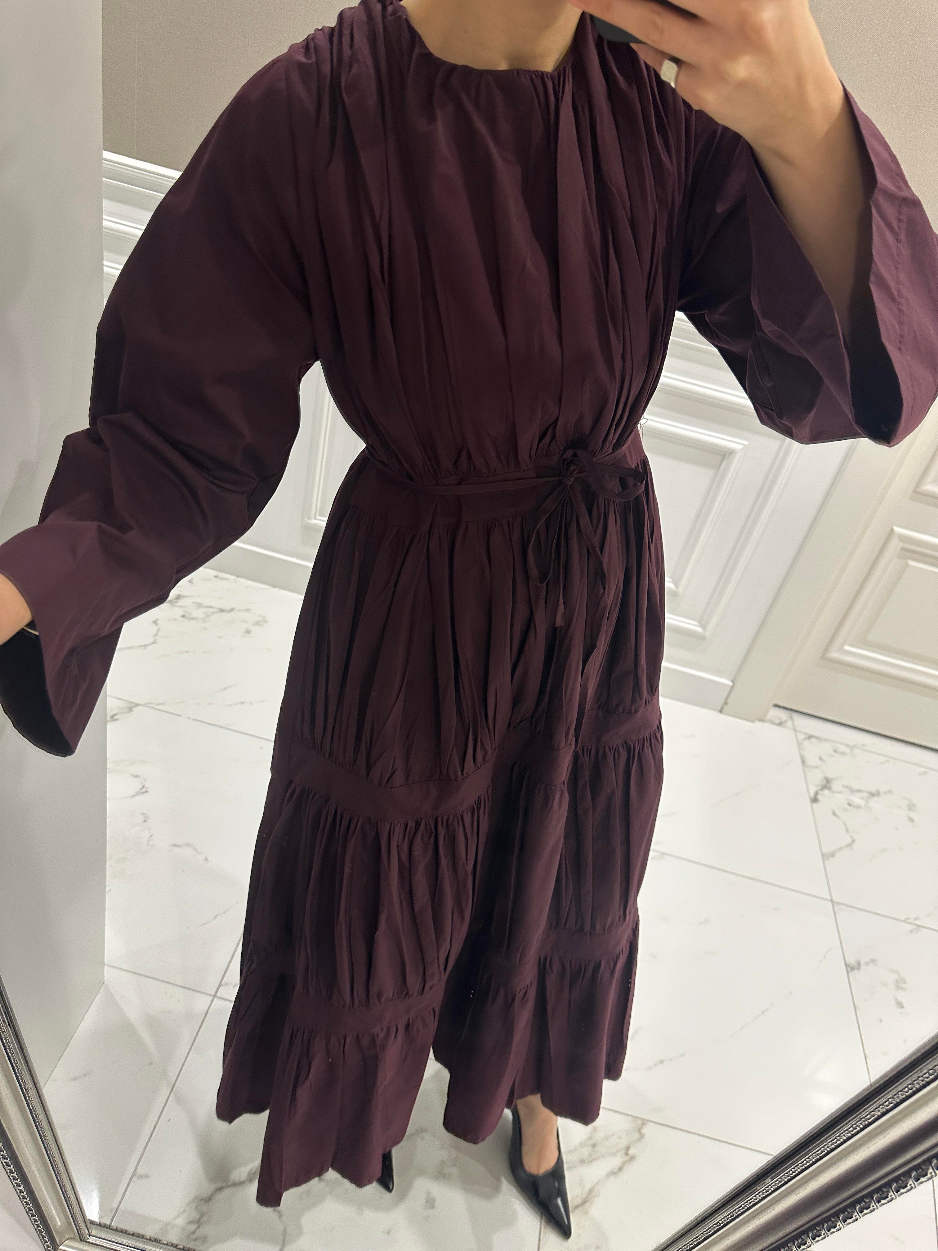 LİNEA BORDO POPLİN ELBİSE