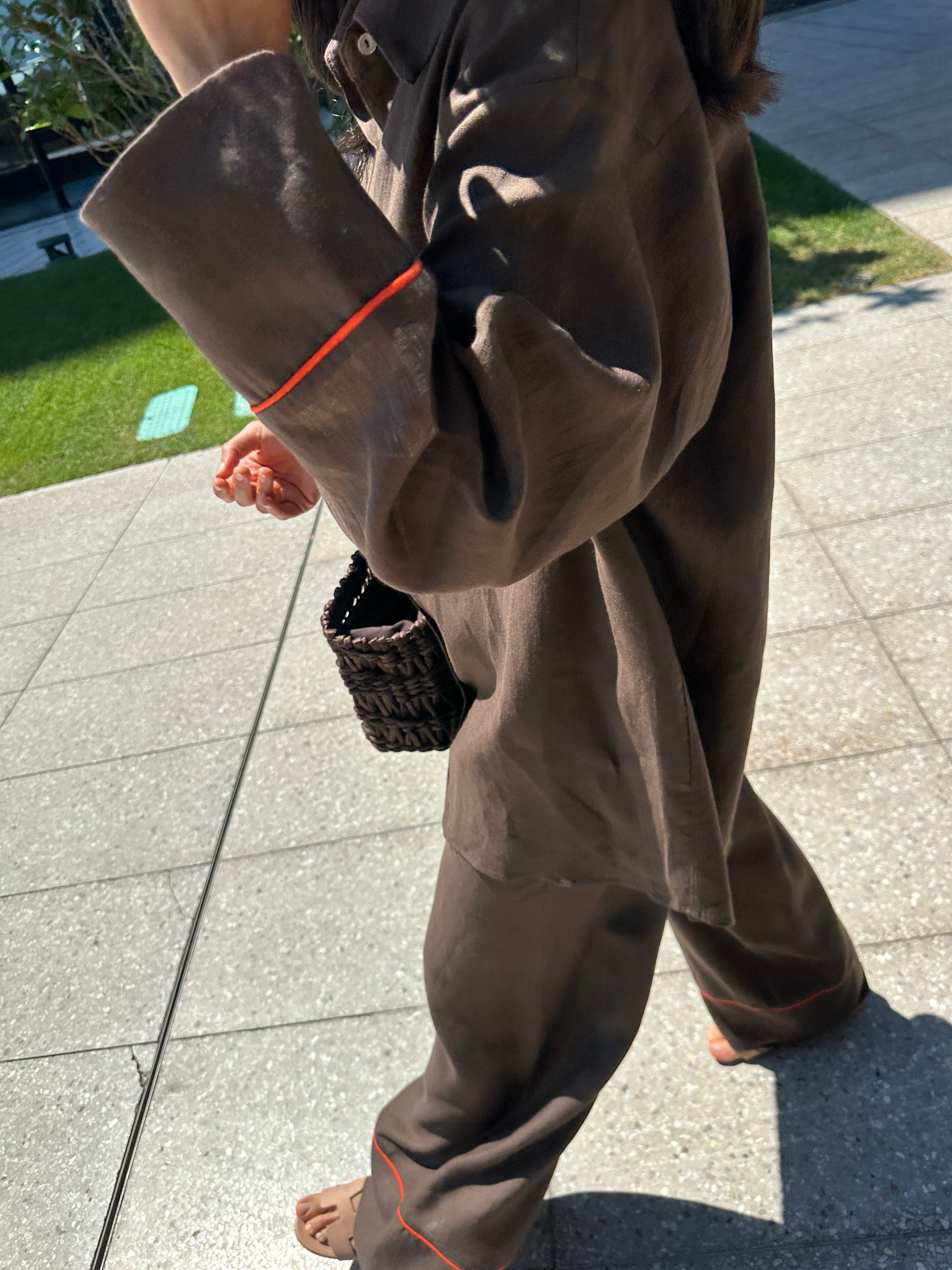 LUMİ  BROWN KETEN TAKIM