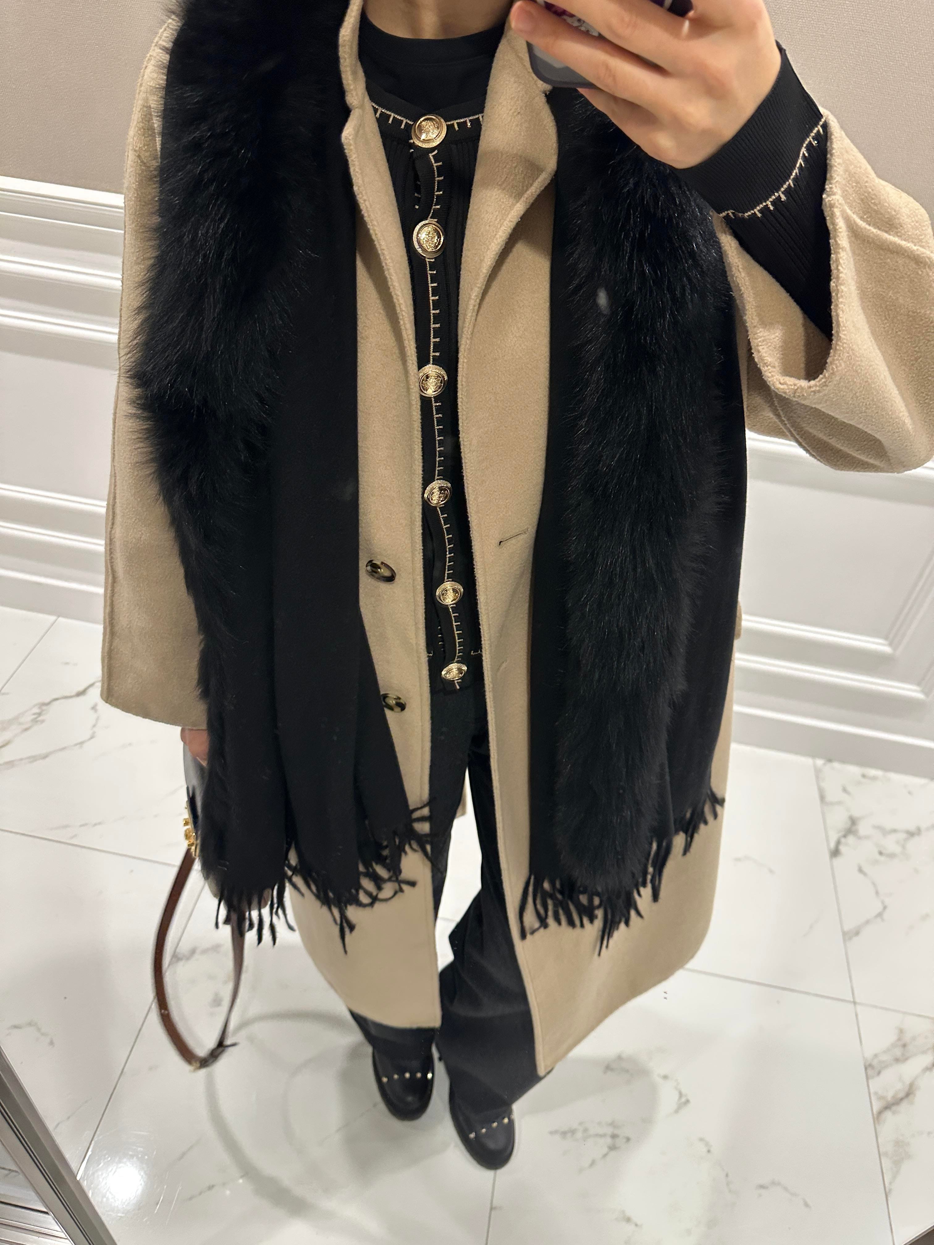 SİYAH KAŞMİR KÜRK ŞAL