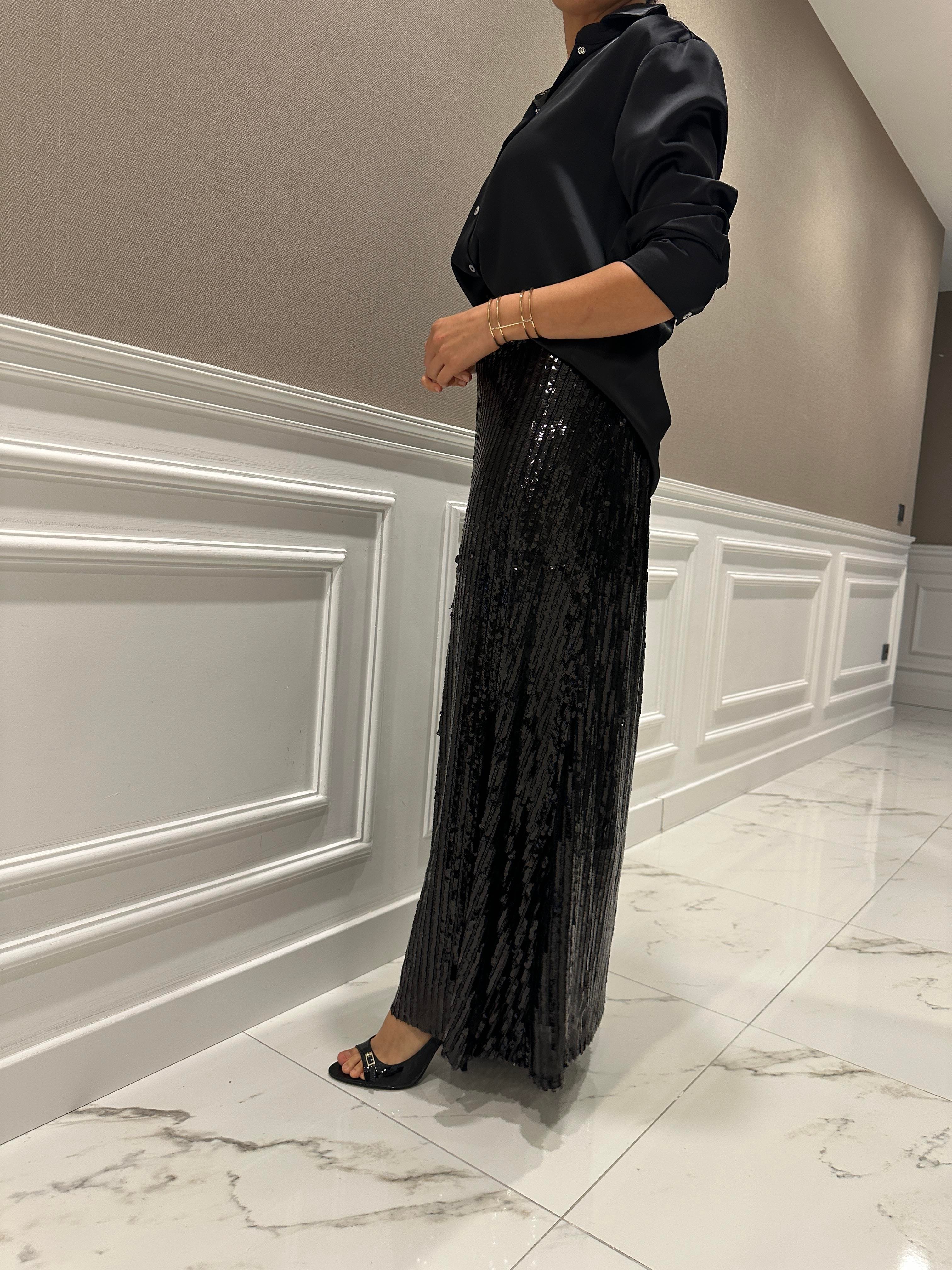 SİYAH SATEN GÖMLEK