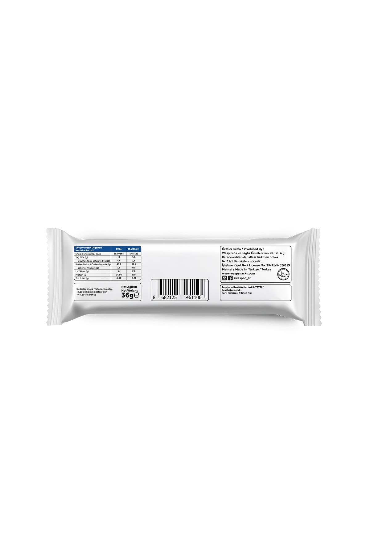 Bitter Çikolata Kaplı Bisküvi Aromalı Protein Bar 36g x 12 Adet