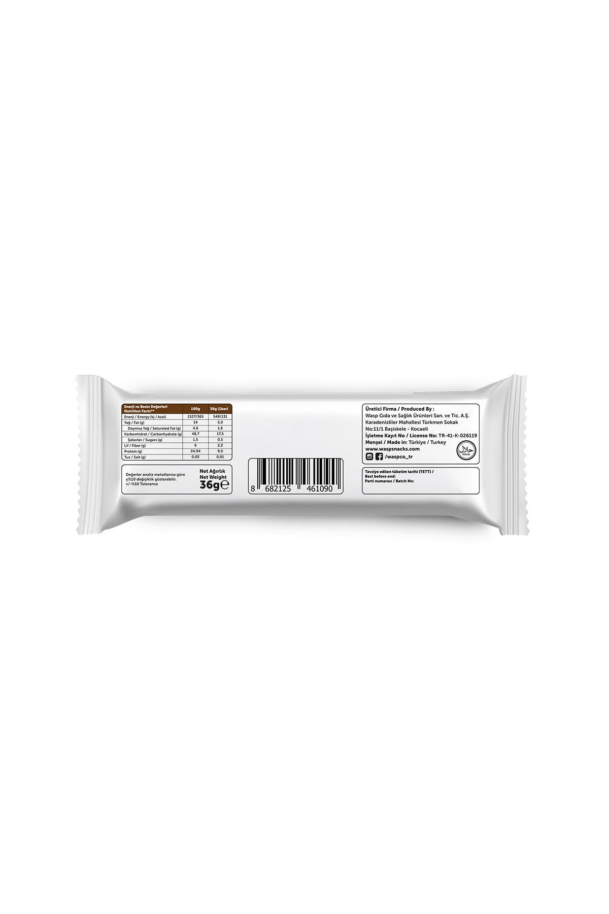 Bitter Çikolata Kaplı Çikolatalı Kek Aromalı Protein Bar 36g x 12 Adet