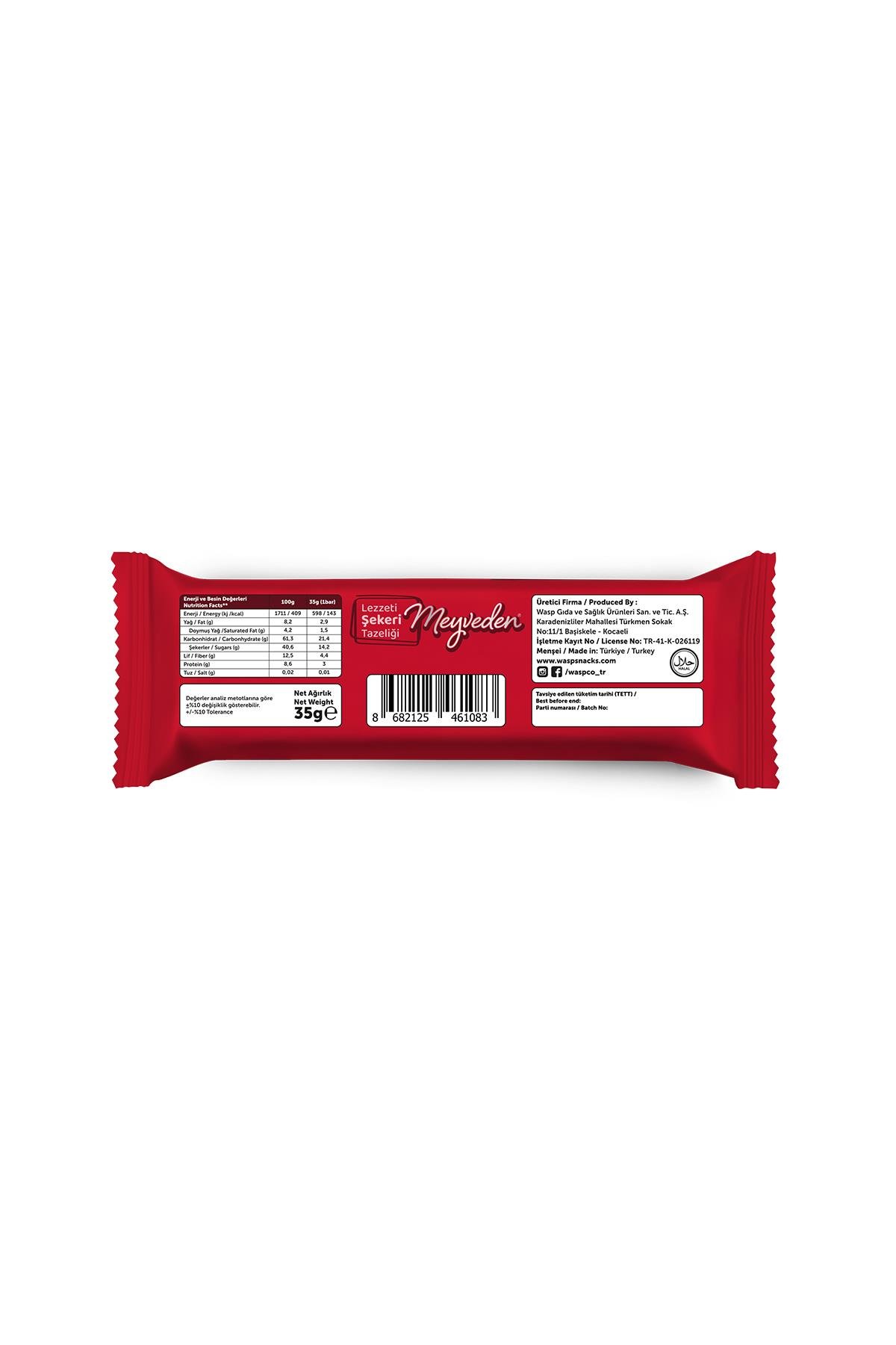 Bitter Çikolata Kaplı Çilekli Meyve Bar 35g x 12 Adet