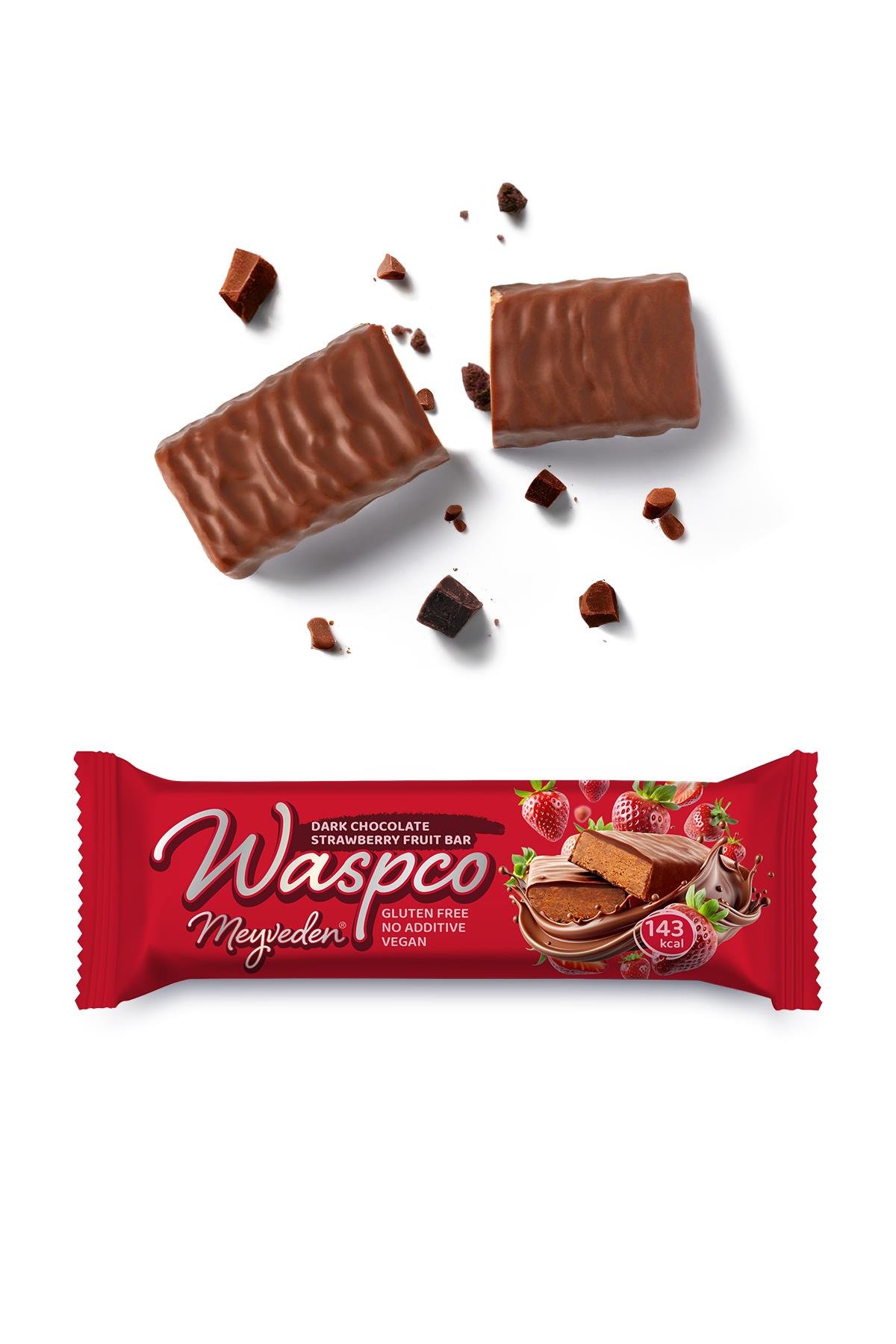 Bitter Çikolata Kaplı Çilekli Meyve Bar 35g x 12 Adet