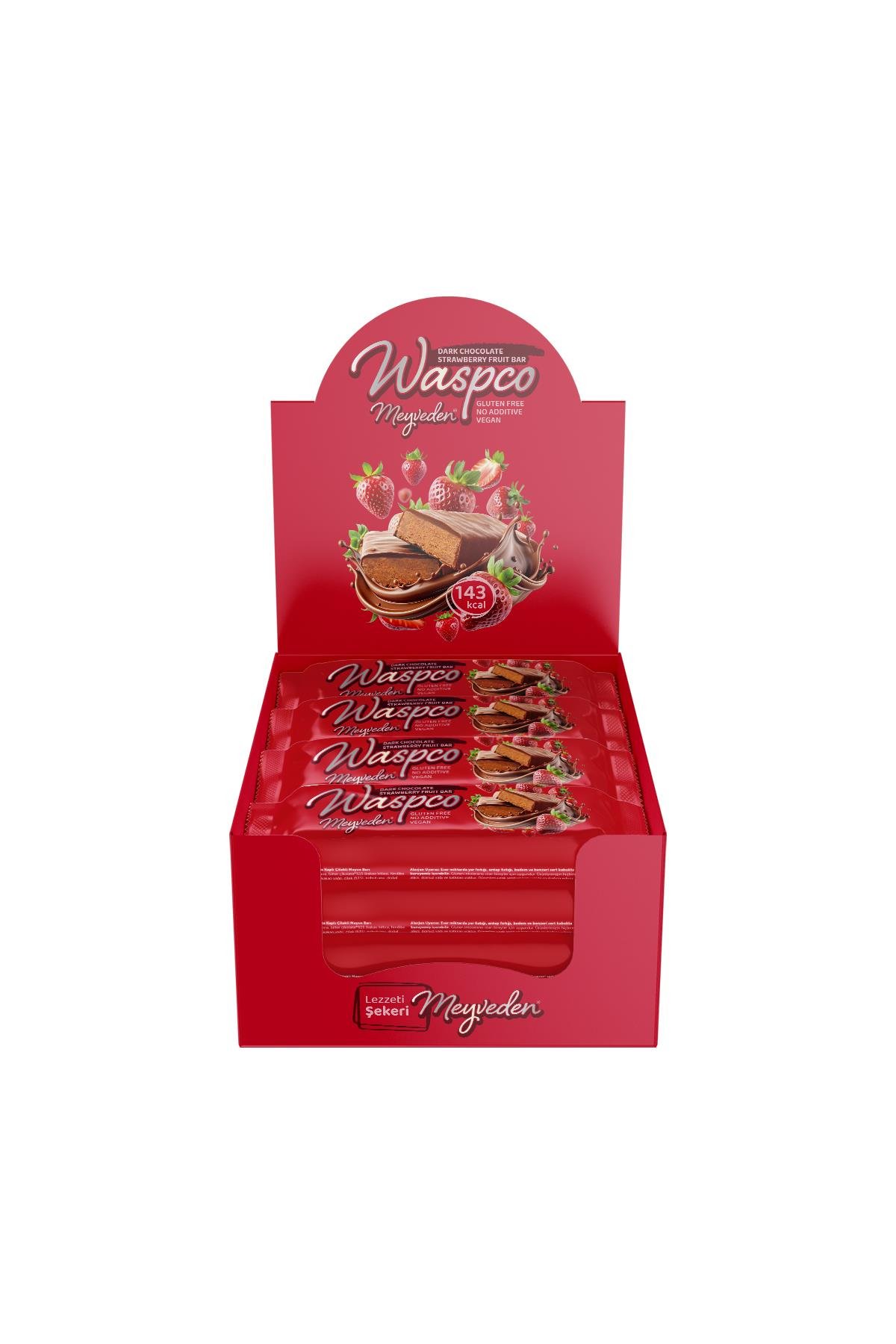 Bitter Çikolata Kaplı Çilekli Meyve Bar 35g x 12 Adet