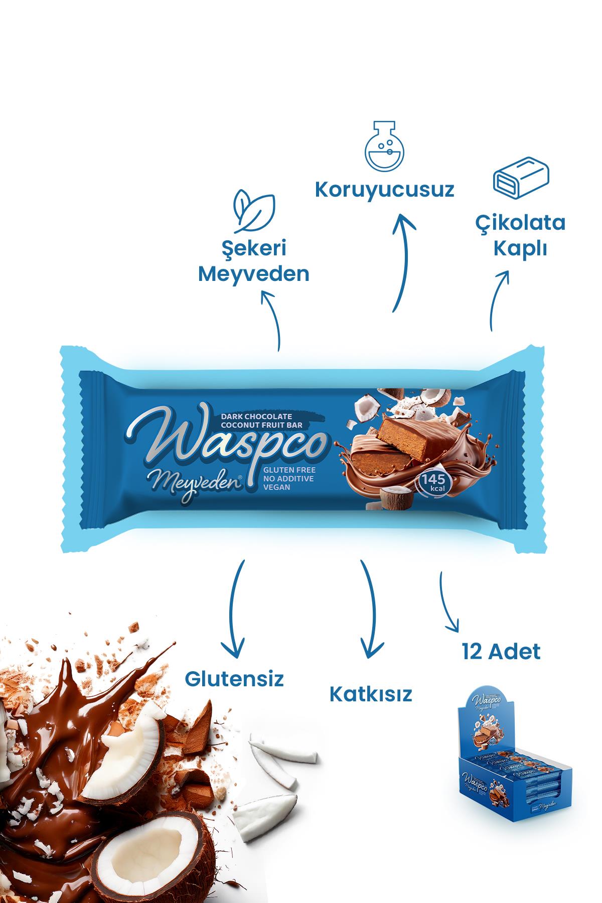 Bitter Çikolata Kaplı Hindistan Cevizli Meyve Bar 35g x 12 Adet