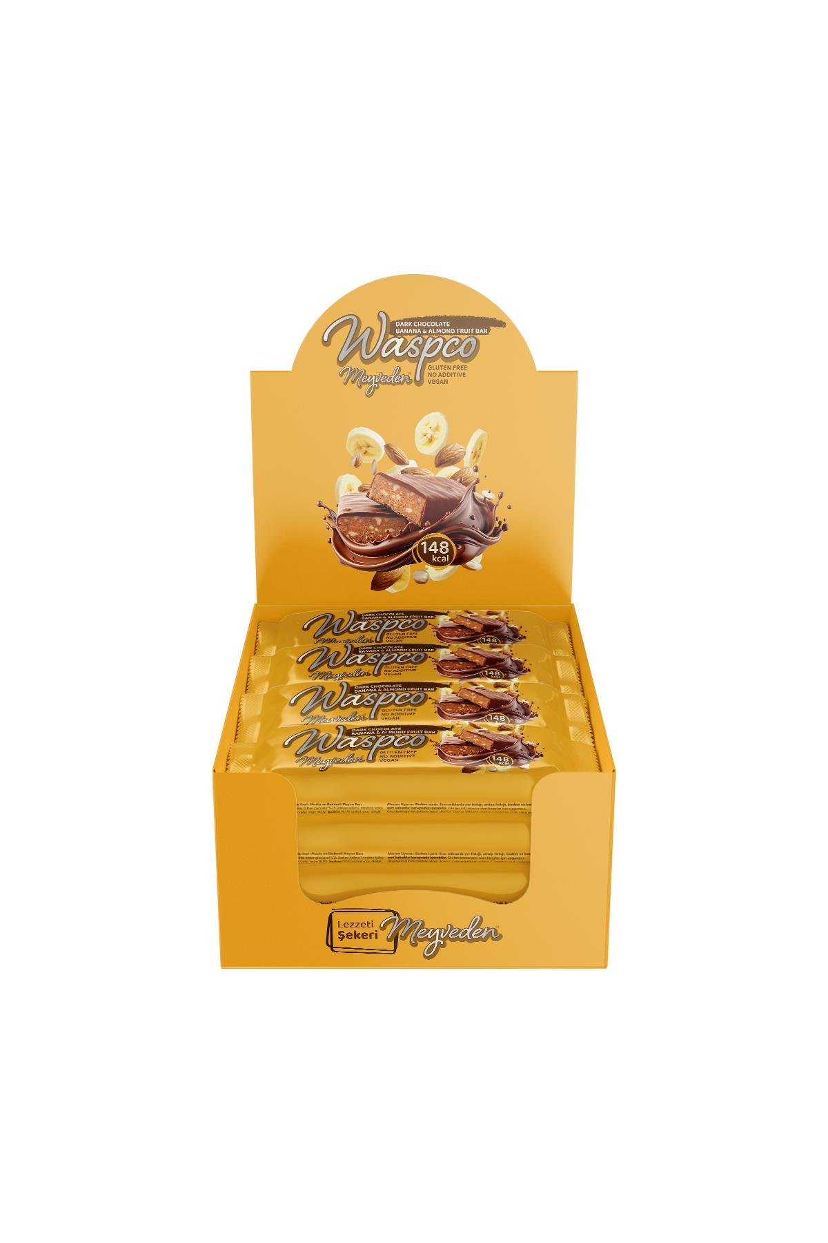 Bitter Çikolata Kaplı Muzlu ve Bademli Meyve Bar 35g x 12 Adet