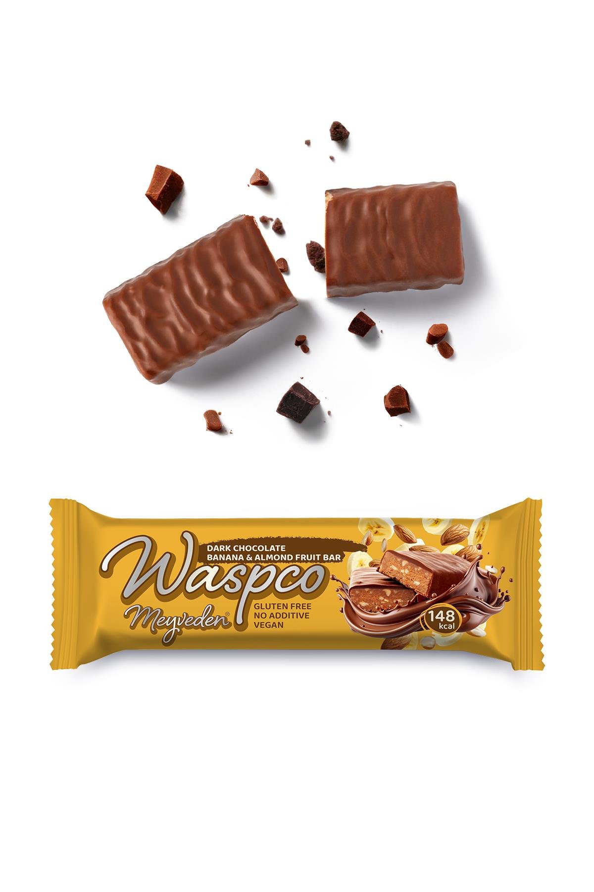 Bitter Çikolata Kaplı Muzlu ve Bademli Meyve Bar 35g x 12 Adet