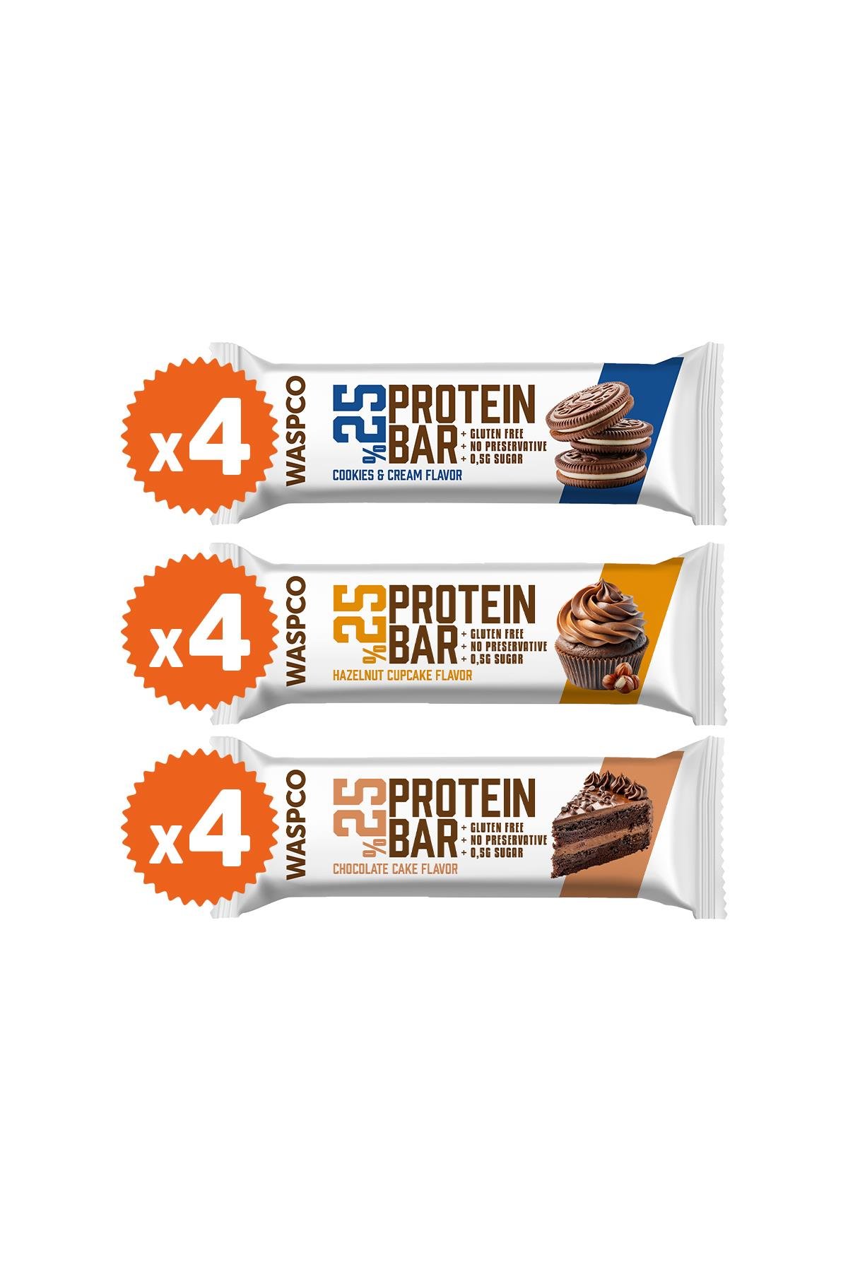 Bitter Çikolata Kaplı Protein Bar Karma Kutu 36g x 12 Adet (3 Çeşit)