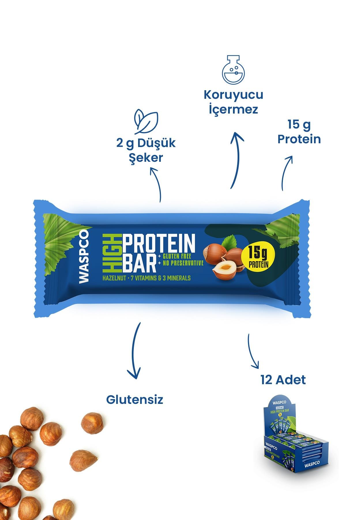 Fındıklı Yüksek Protein Bar 50g x 12 Adet