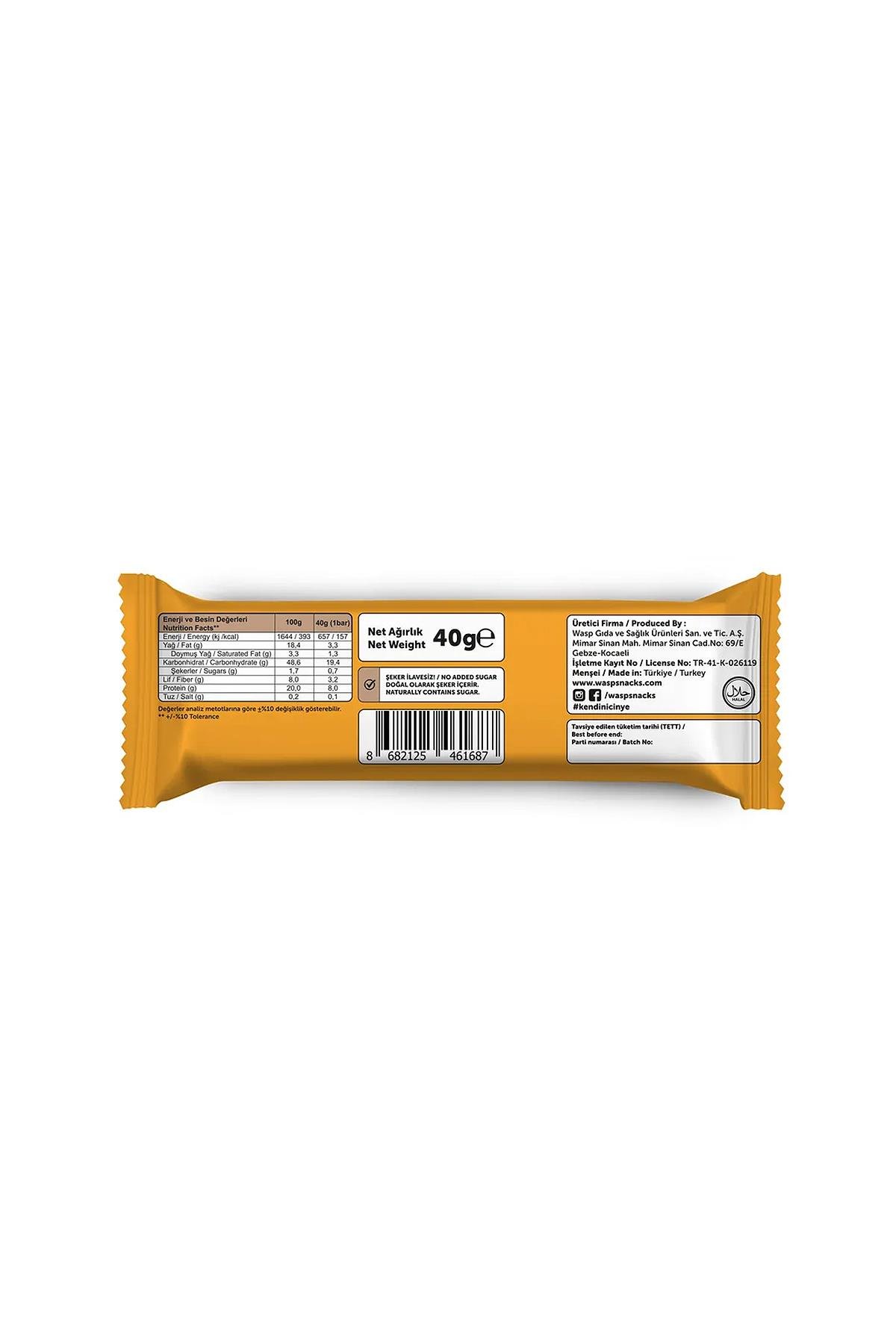 Fıstık Ezmeli Çikolata Parçalı Vegan Protein Bar 40g x 12 Adet