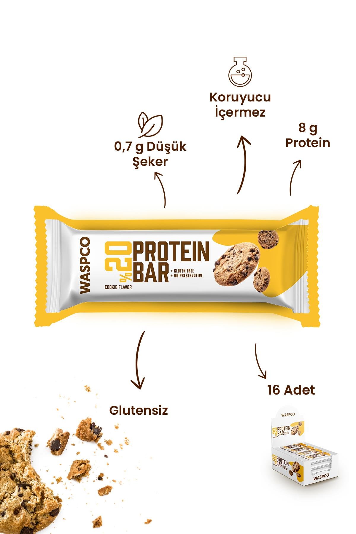 Kurabiye Aromalı Protein Bar 40g x 16 Adet