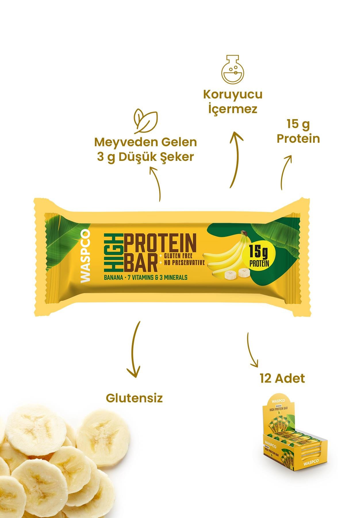 Muzlu Yüksek Protein Bar 50g x 12 Adet