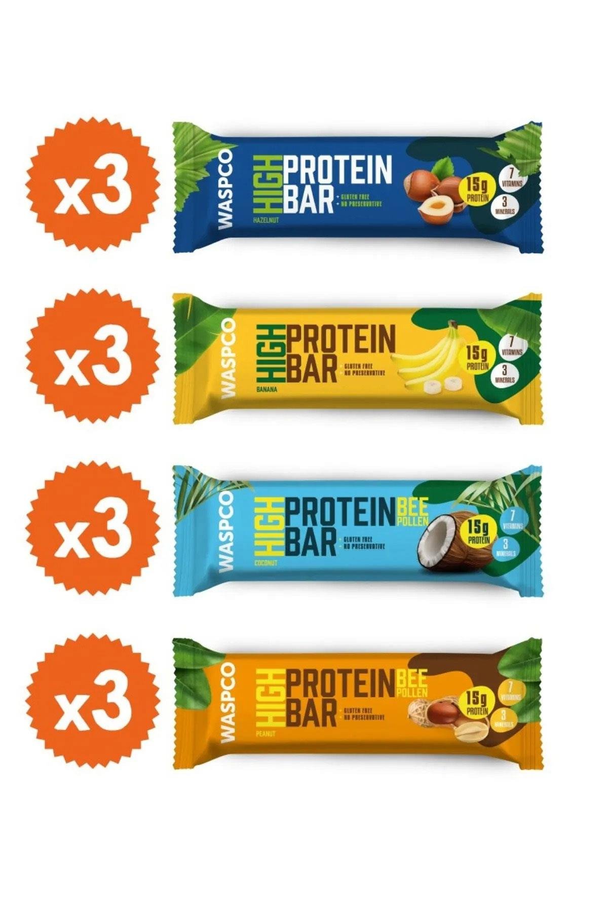 Yüksek Protein Bar 50g Karma Kutu 12 Adet (4 Çeşit)