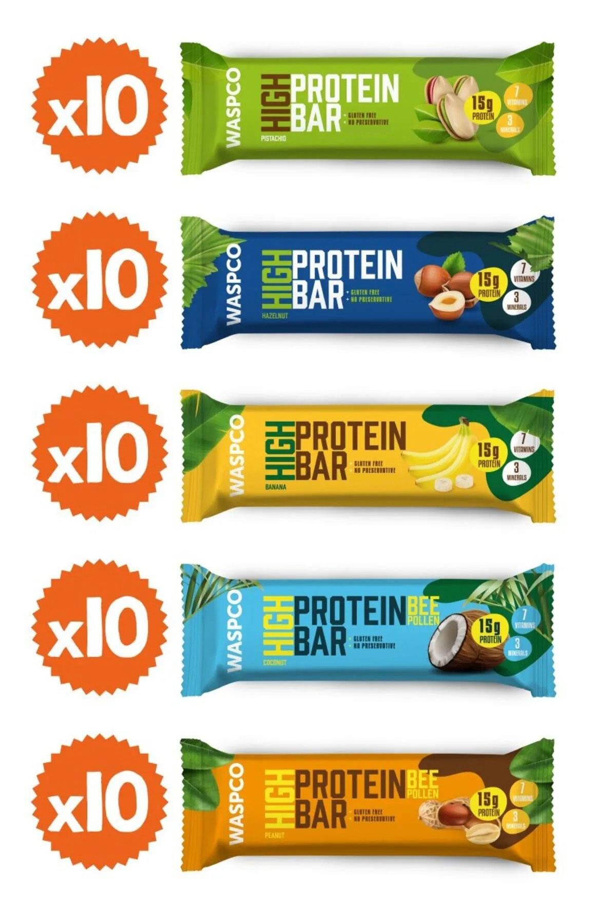 Yüksek Protein Bar 50g Karma Kutu 50 Adet (5 Çeşit)