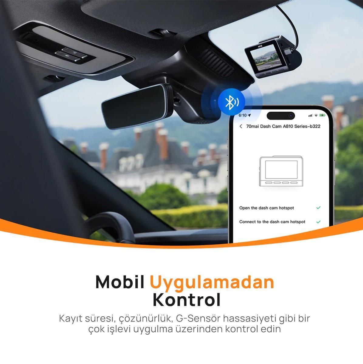 70mai A810 + RC12 Ön ve Arka Araç İçi Kamera Seti