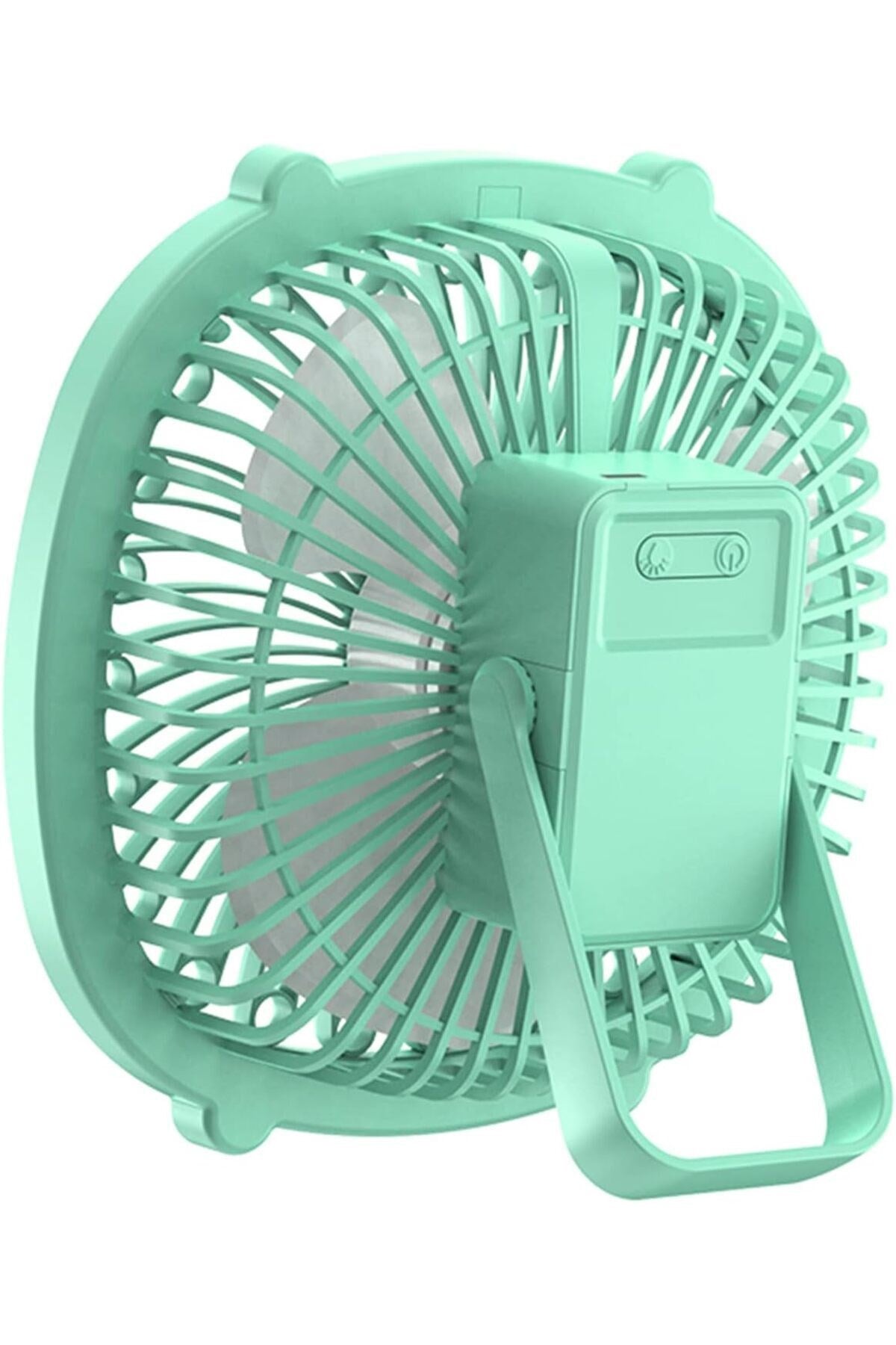 Bychie Led Işıklı Şarjlı Taşınabilir Masa Üstü Vantilatör ,Fan - YEŞİL
