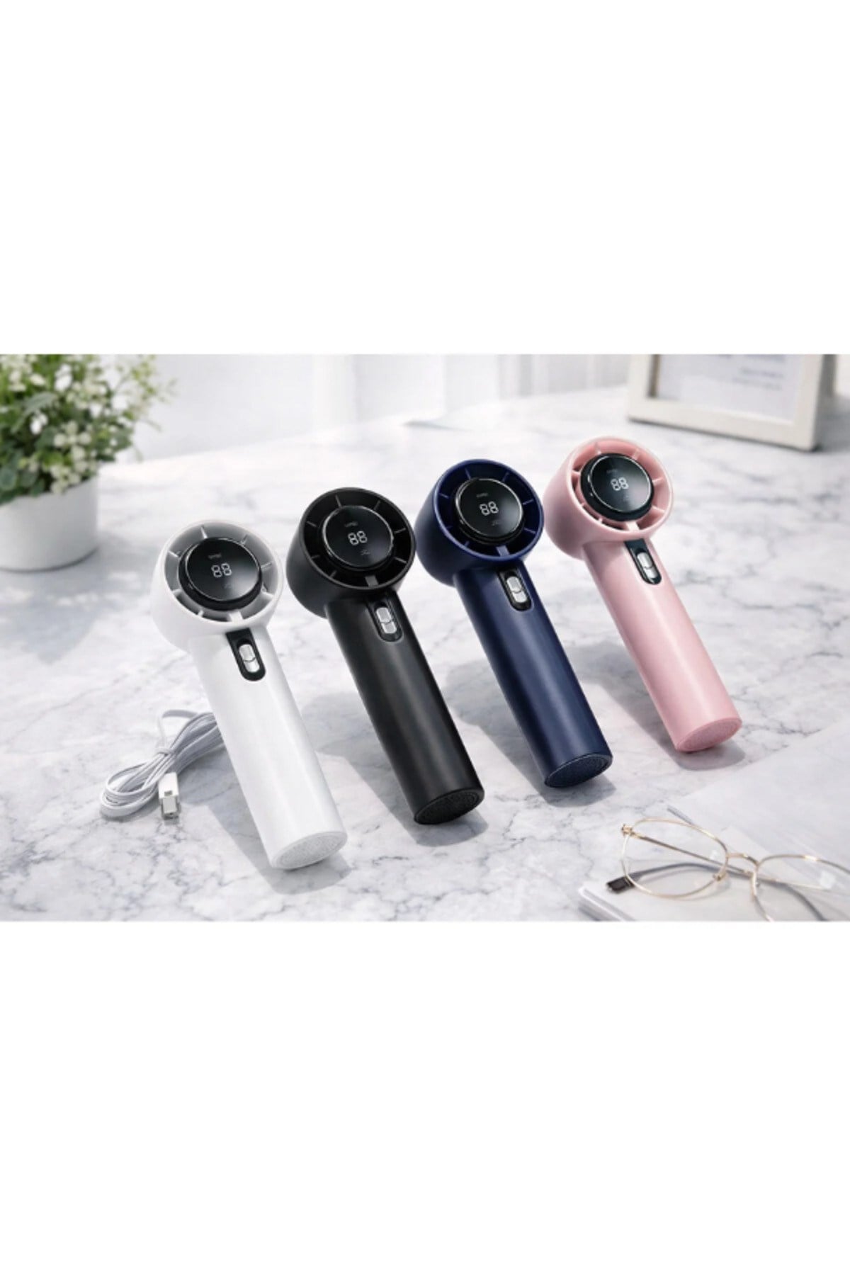 Bychie Okmore Yüksek Hızlı Taşınabilir El Fanı USB Şarjlı Sessiz Mini Fan - GRİ