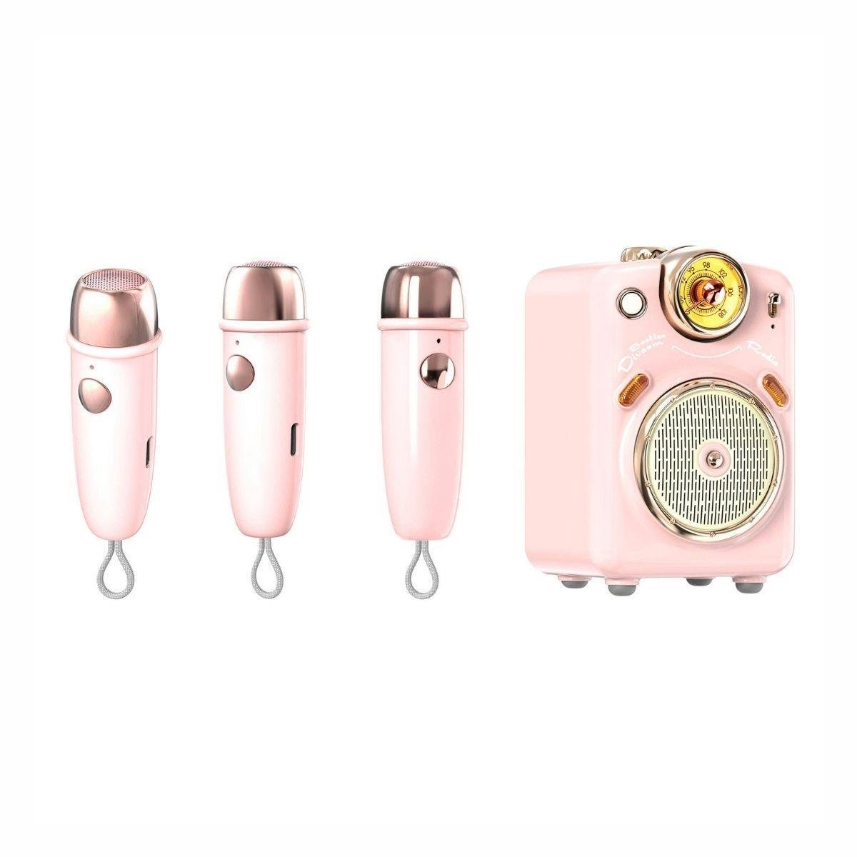 Divoom Fairy-OK Pembe Karaoke Mikrofonlu FM Radyolu Bluetooth Hoparlör