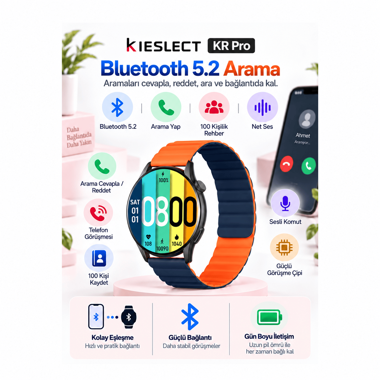 Kieslect KR Pro Amoled Ekranlı Arama Özellikli Akıllı Saat