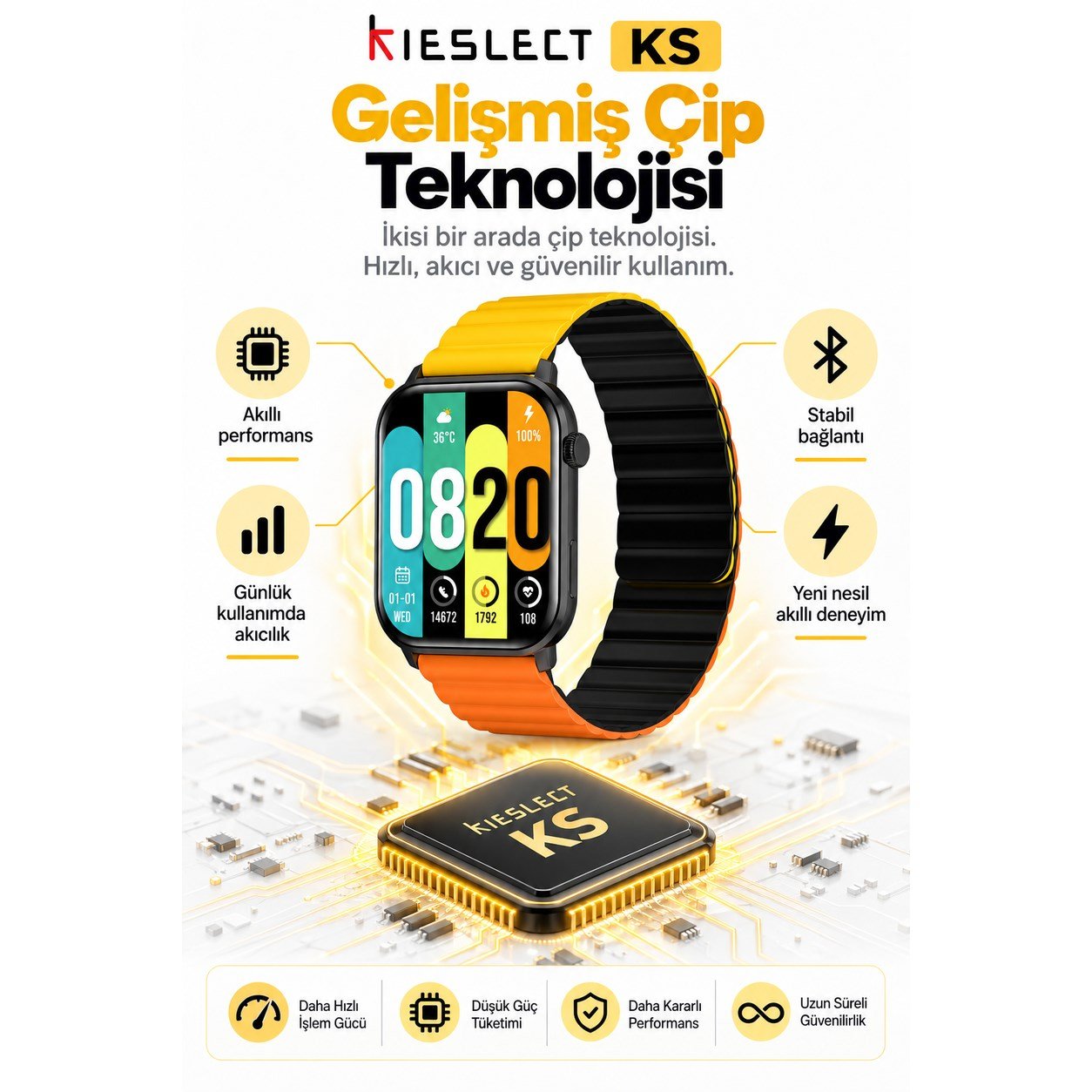 Kieslect KS Sesli Asistan ve Arama Özellikli Akıllı Saat (Distribütör Garantili)