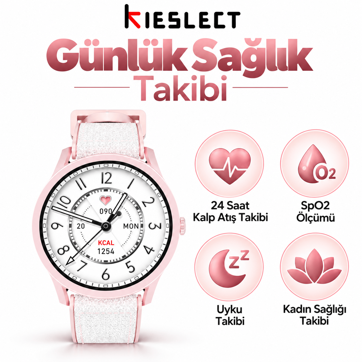 Kieslect Lora Pembe Akıllı Saat