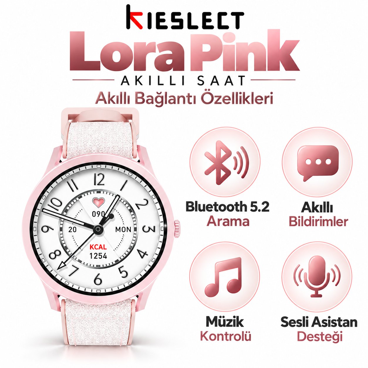 Kieslect Lora Pembe Akıllı Saat