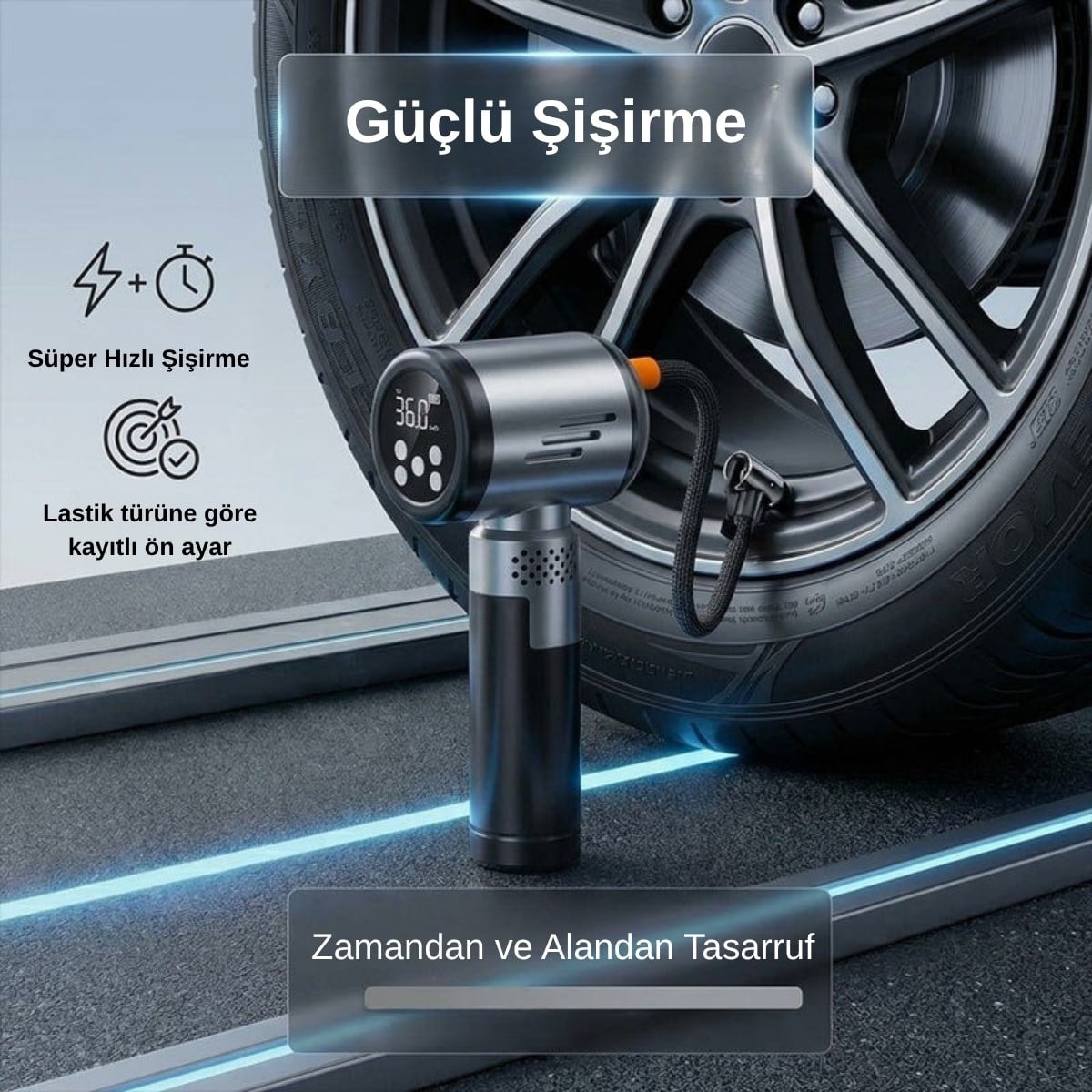 Laiser VT-130 17.000Pa 4 In 1 Pompa Özellikli Yedek Bataryalı Araç İçi süpürge 