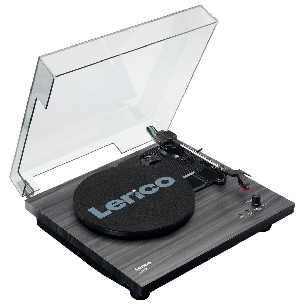 Lenco LS-10 Siyah Ahşap Desenli Dahili Hoparlörlü Pikap