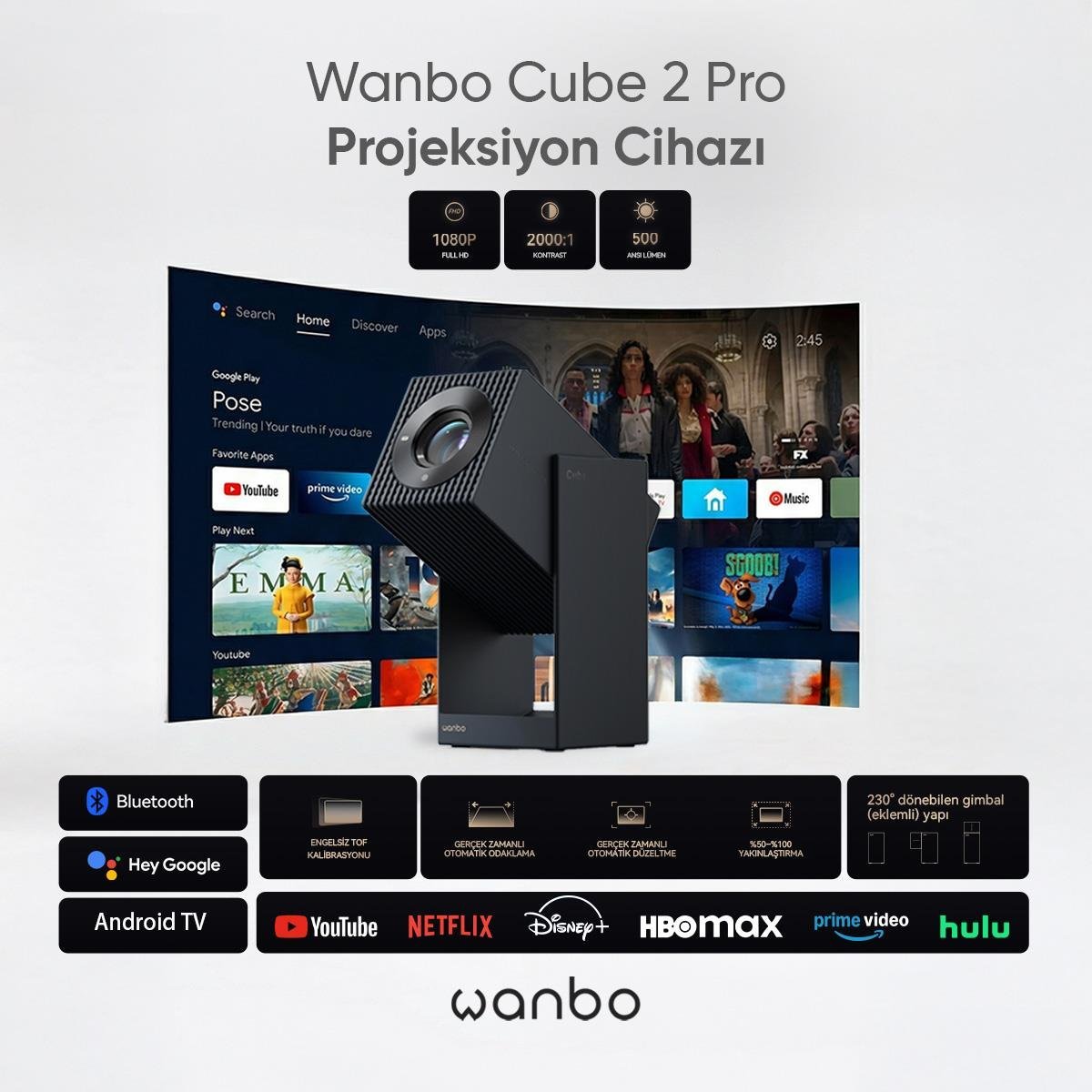 Wanbo Cube 2 Pro Projeksiyon Cihazı - Mavi
