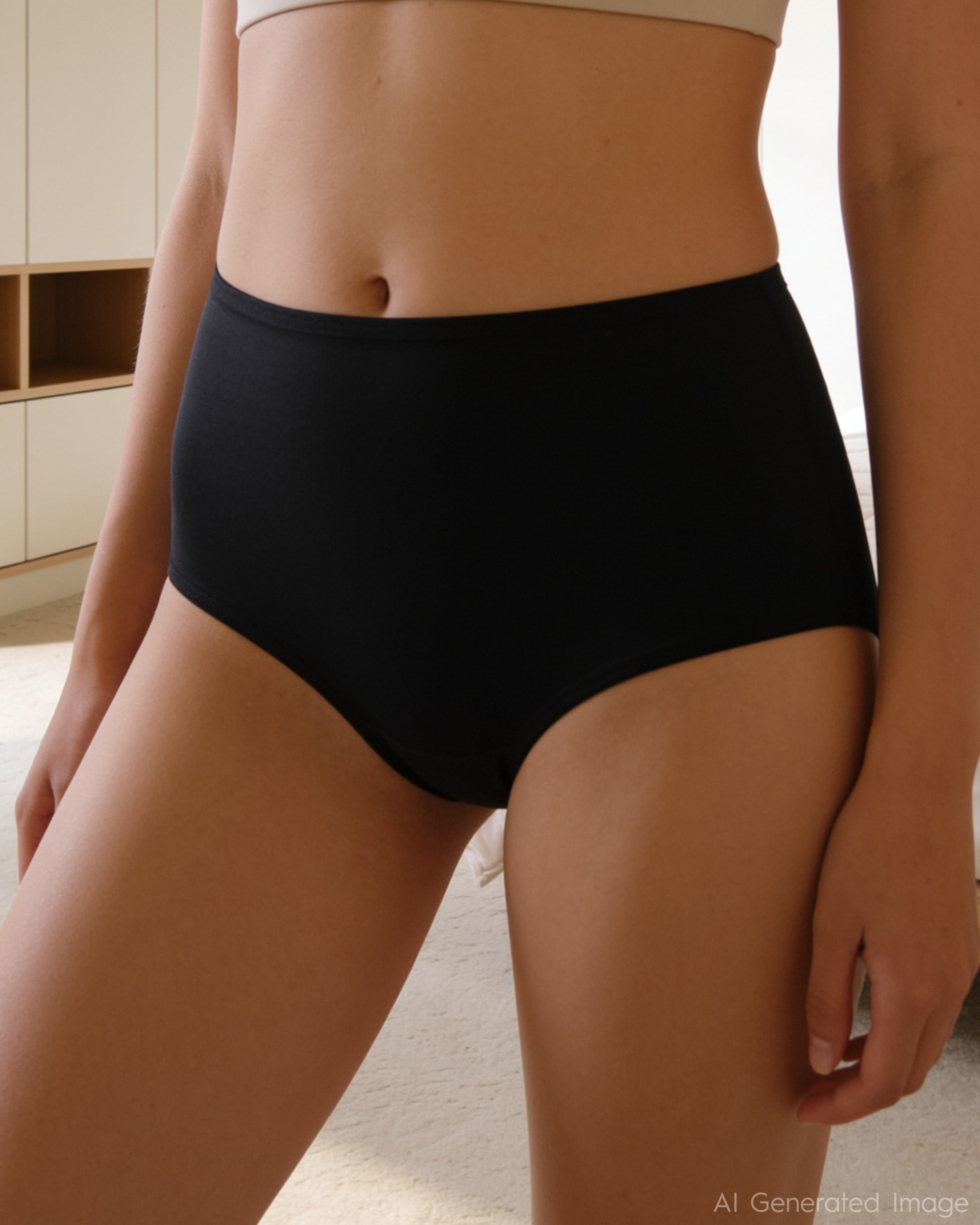  Kadın Bambu Yüksek Bel Slip Külot Beyaz