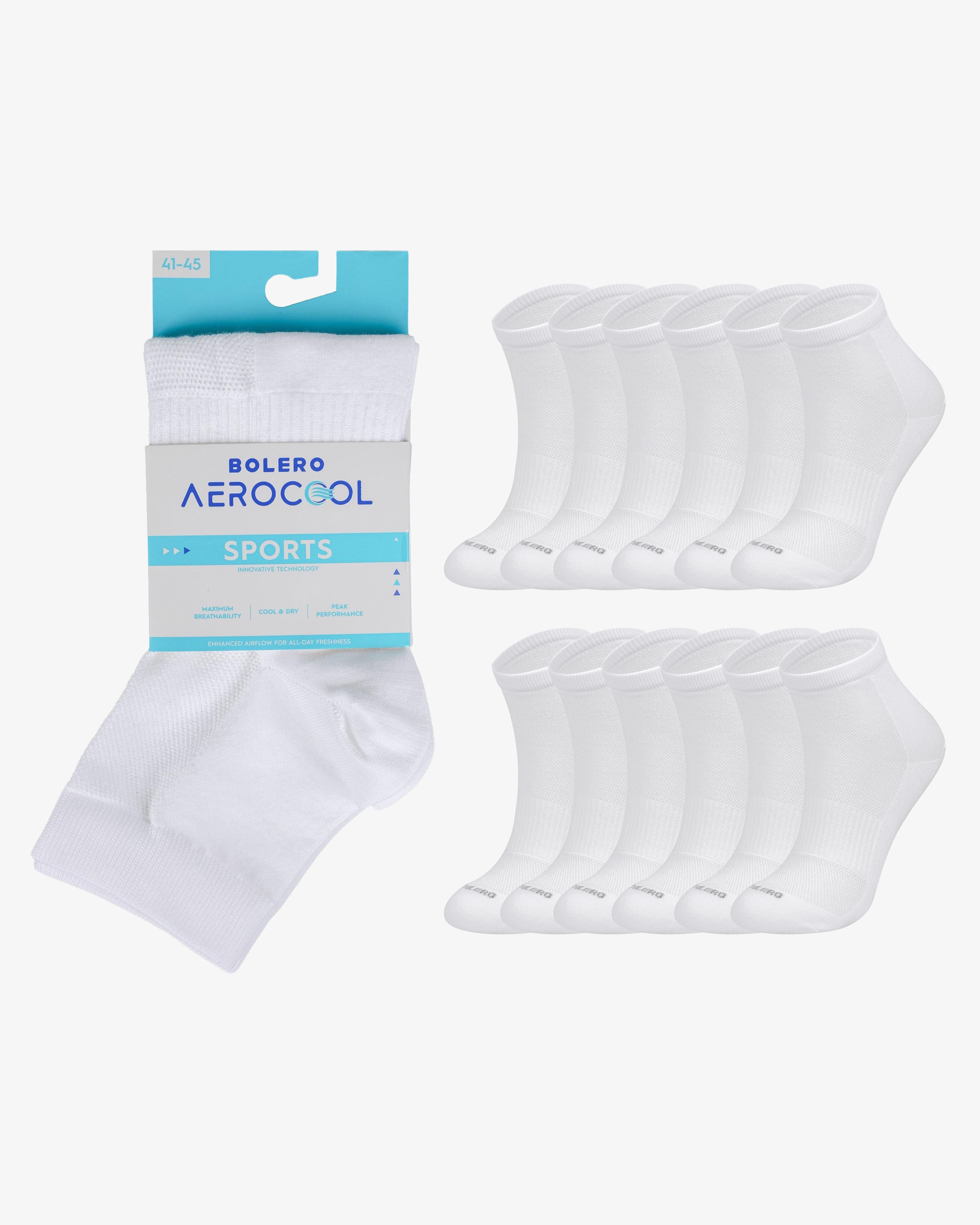 AEROCOOL Kısa konç 12'li Spor Çorap Beyaz
