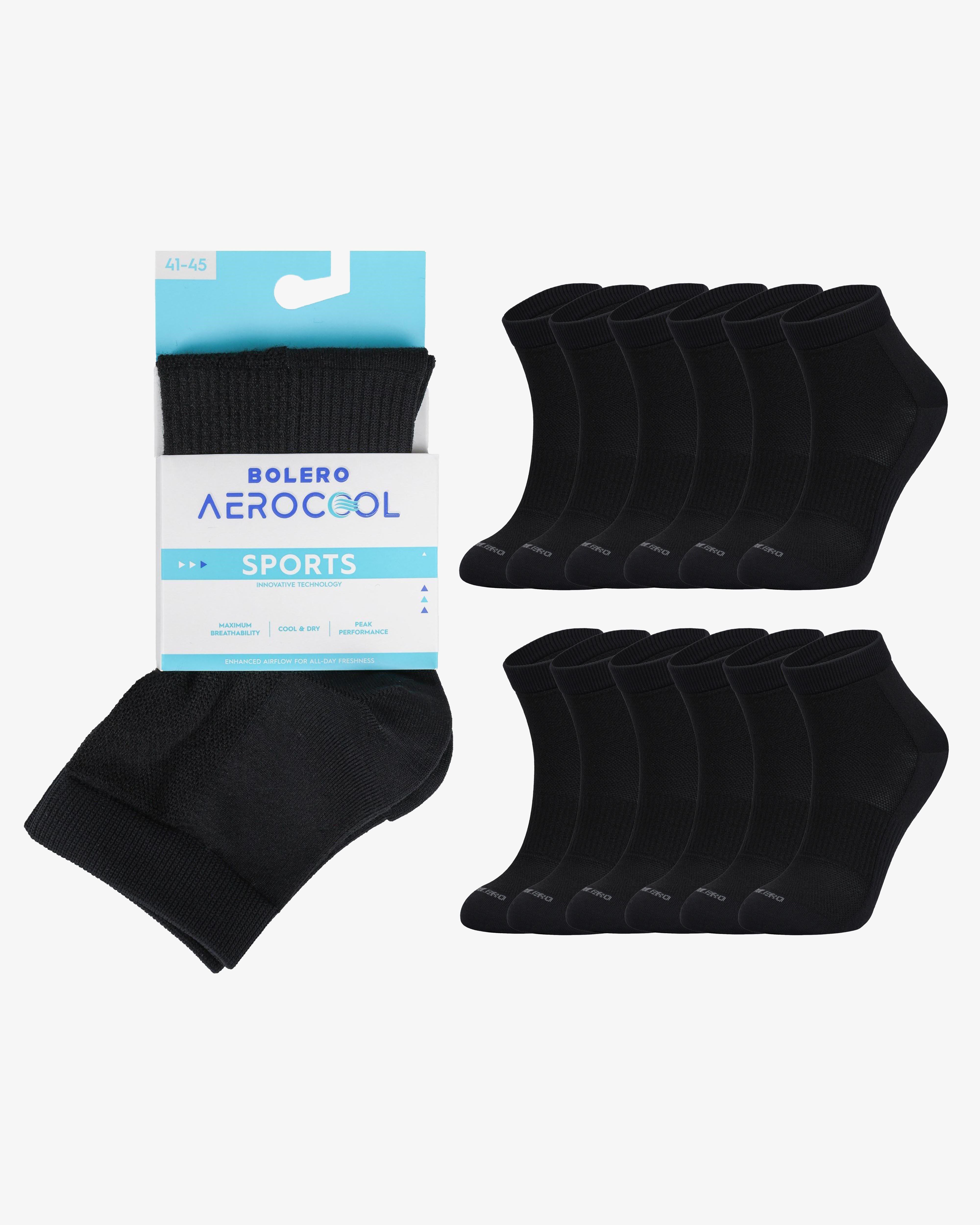 AEROCOOL Kısa konç 12'li Spor Çorap Siyah