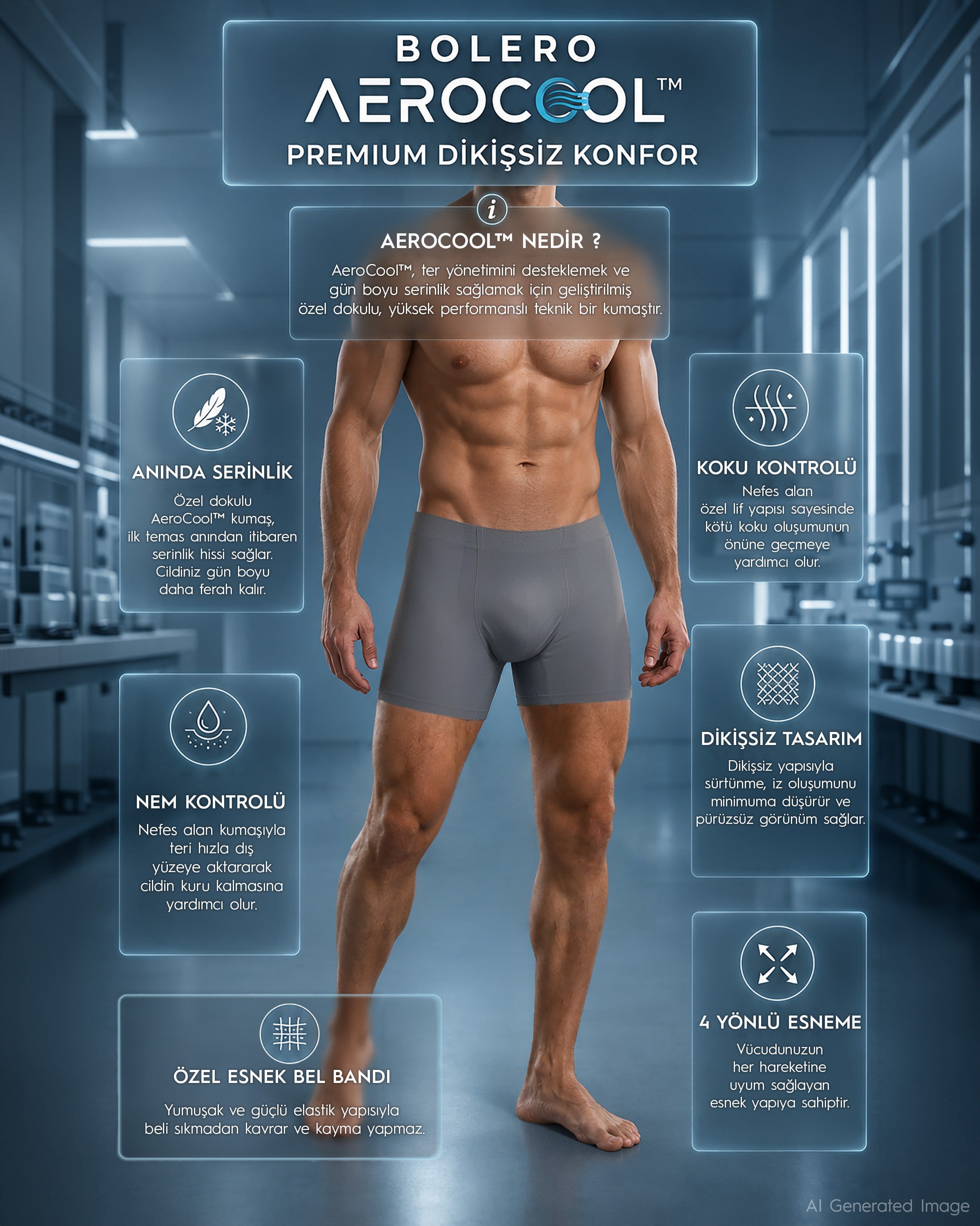 Erkek Dikişsiz Aerocool Boxer Antrasit