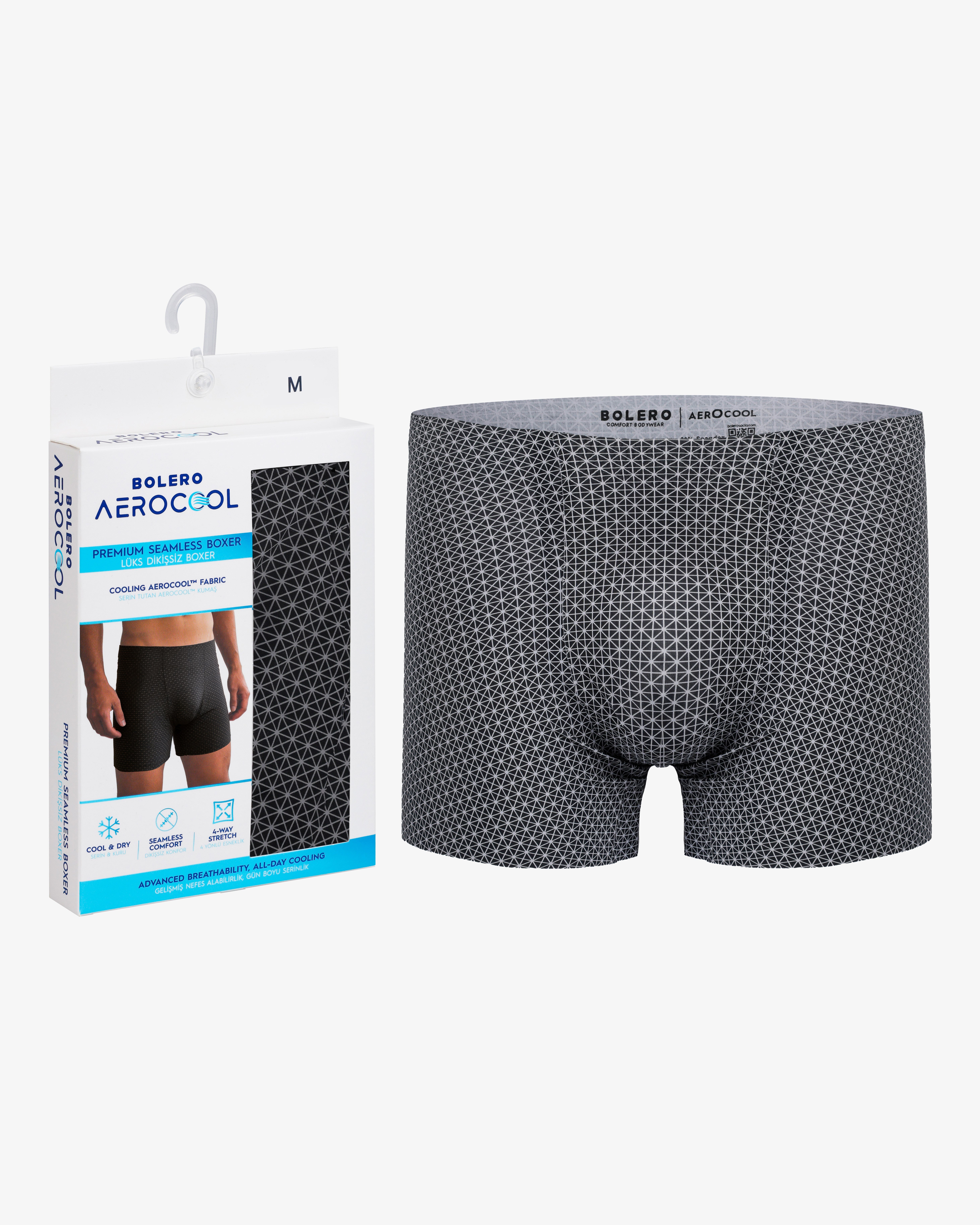 Erkek Dikişsiz Aerocool Boxer Antrasit Baskılı