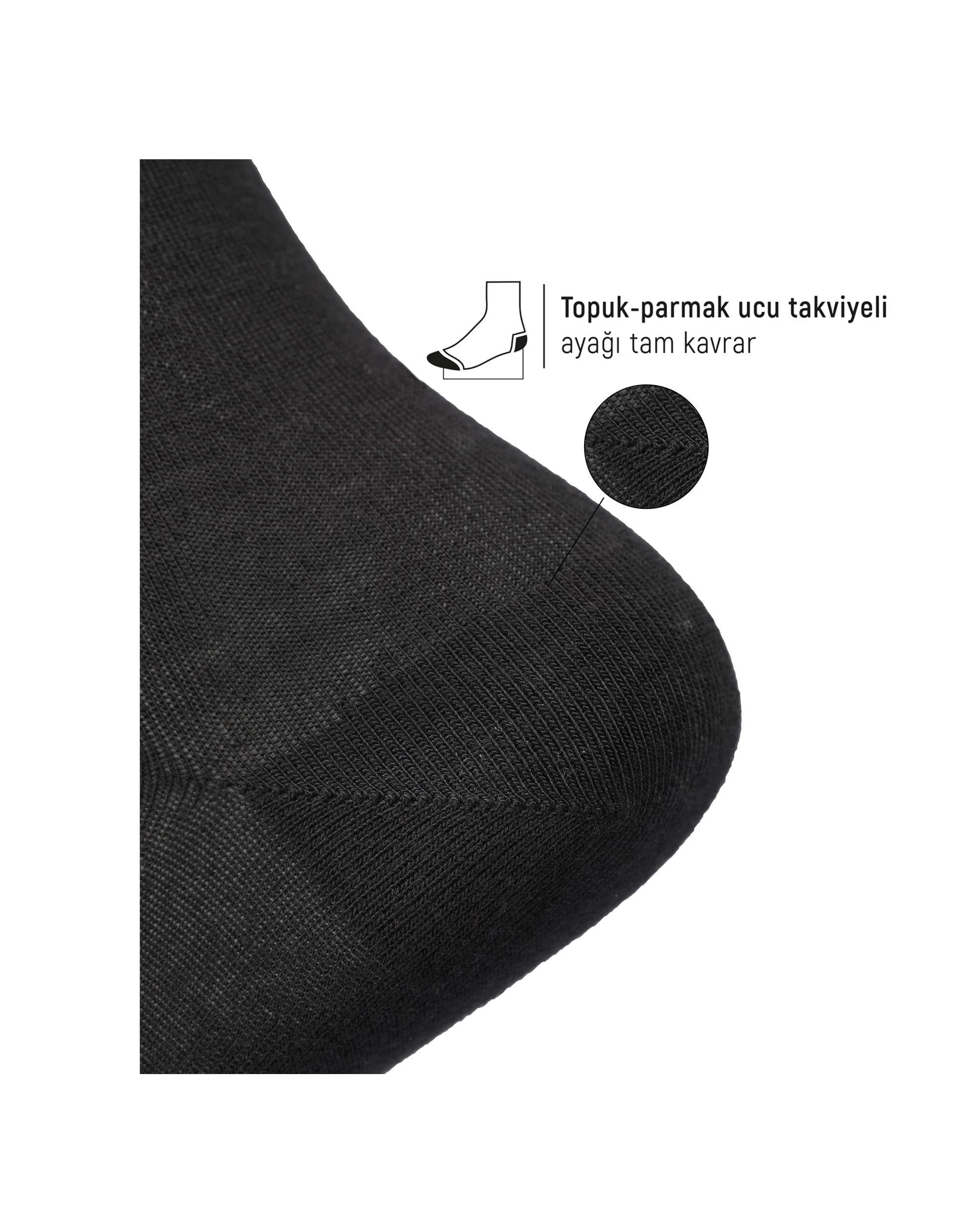 Erkek Premium Dikişsiz Roll Top Lastiksiz 12'li Bambu Çorap Siyah