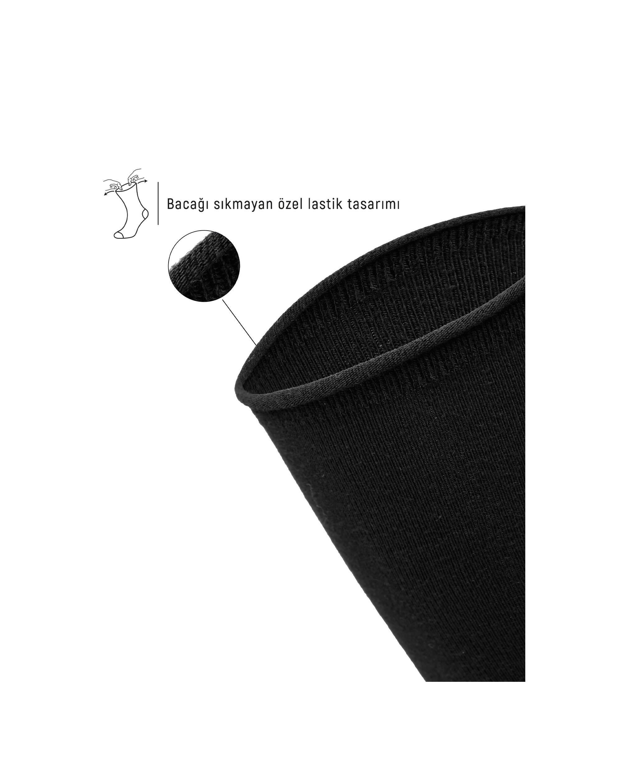 Erkek Premium Dikişsiz Roll Top Lastiksiz 12'li Bambu Çorap Siyah