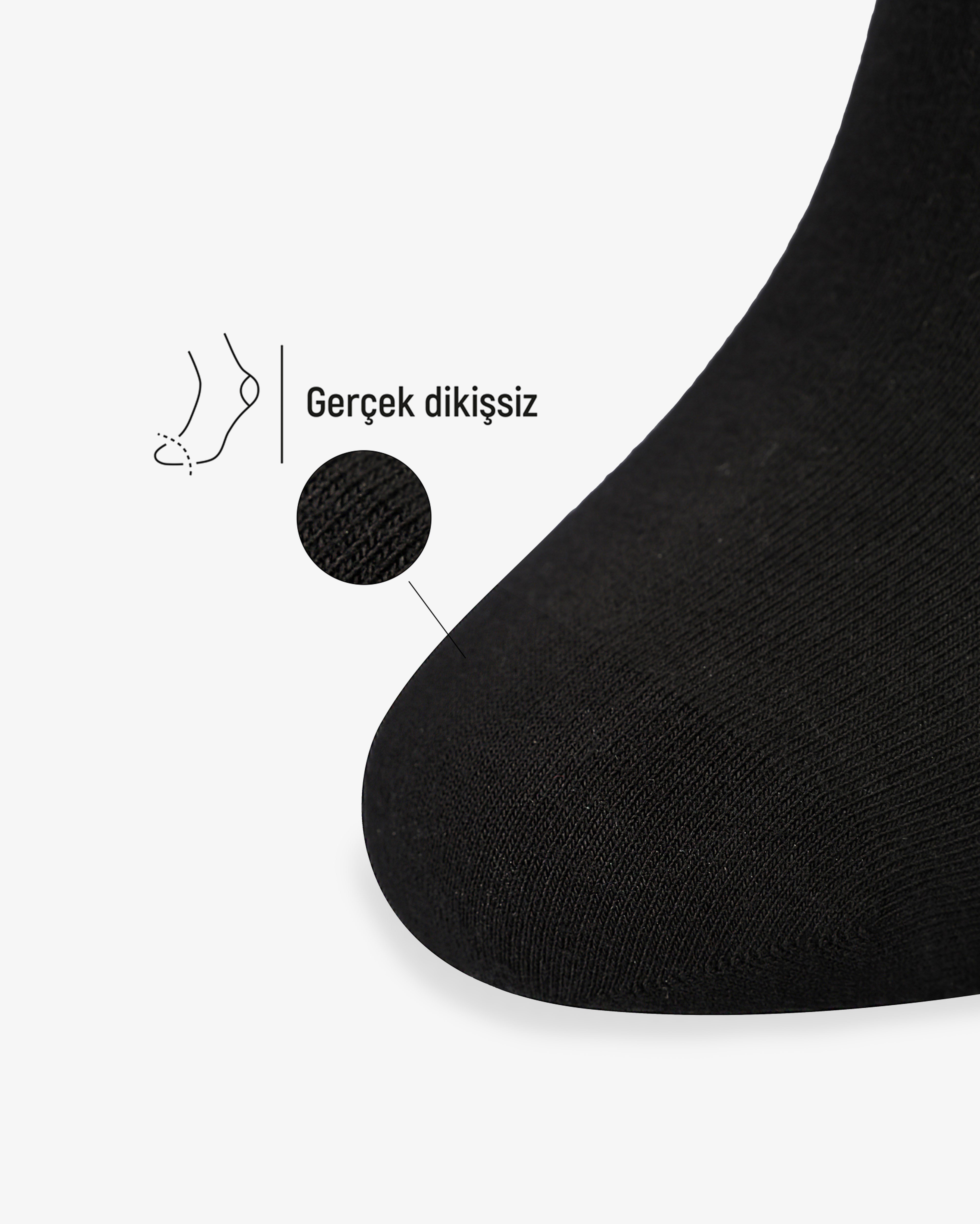 Erkek Premium Dikişsiz Roll Top Lastiksiz 12'li Bambu Çorap Siyah