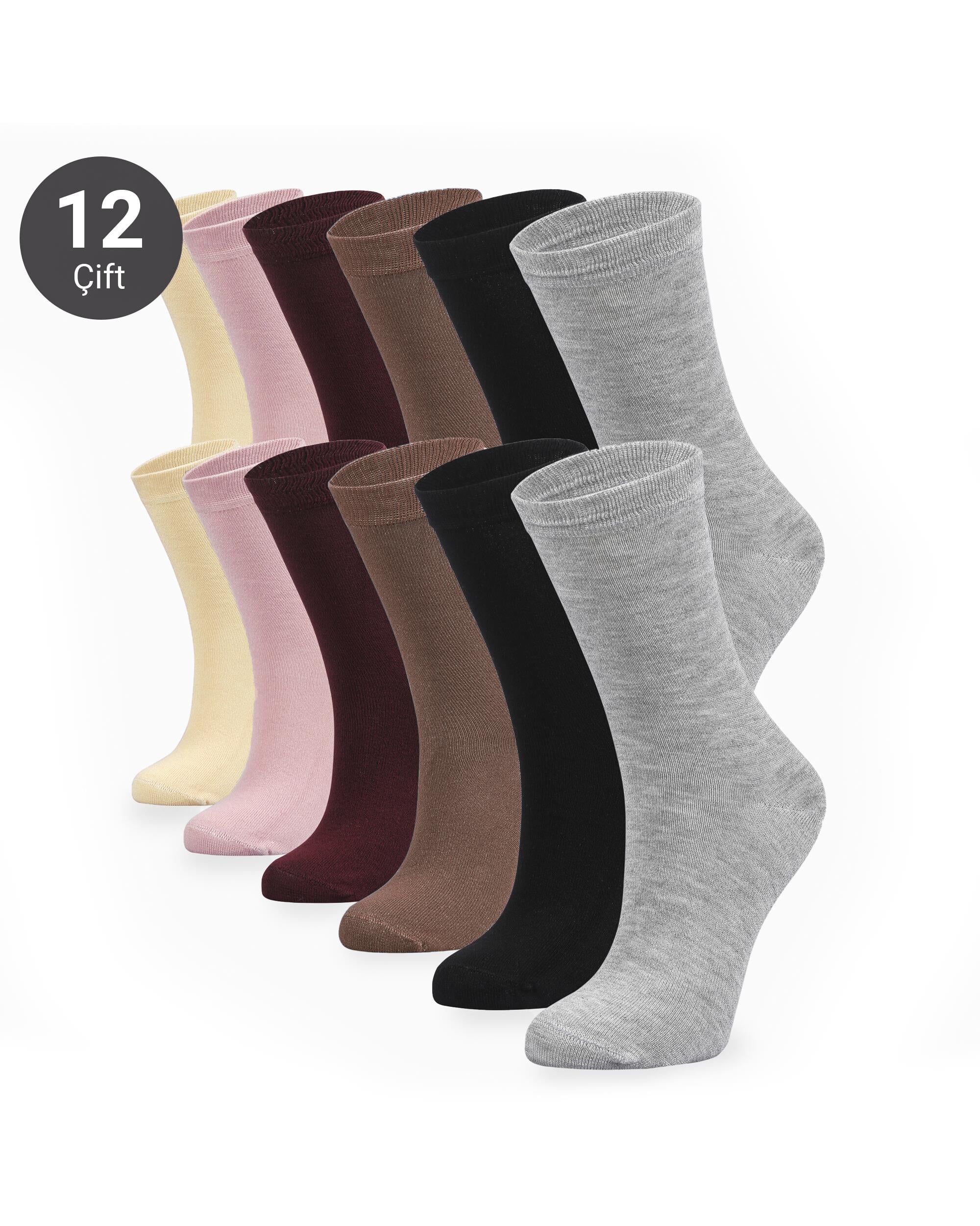 Toptan 12'li Bambu Bayan Çorabı-B12