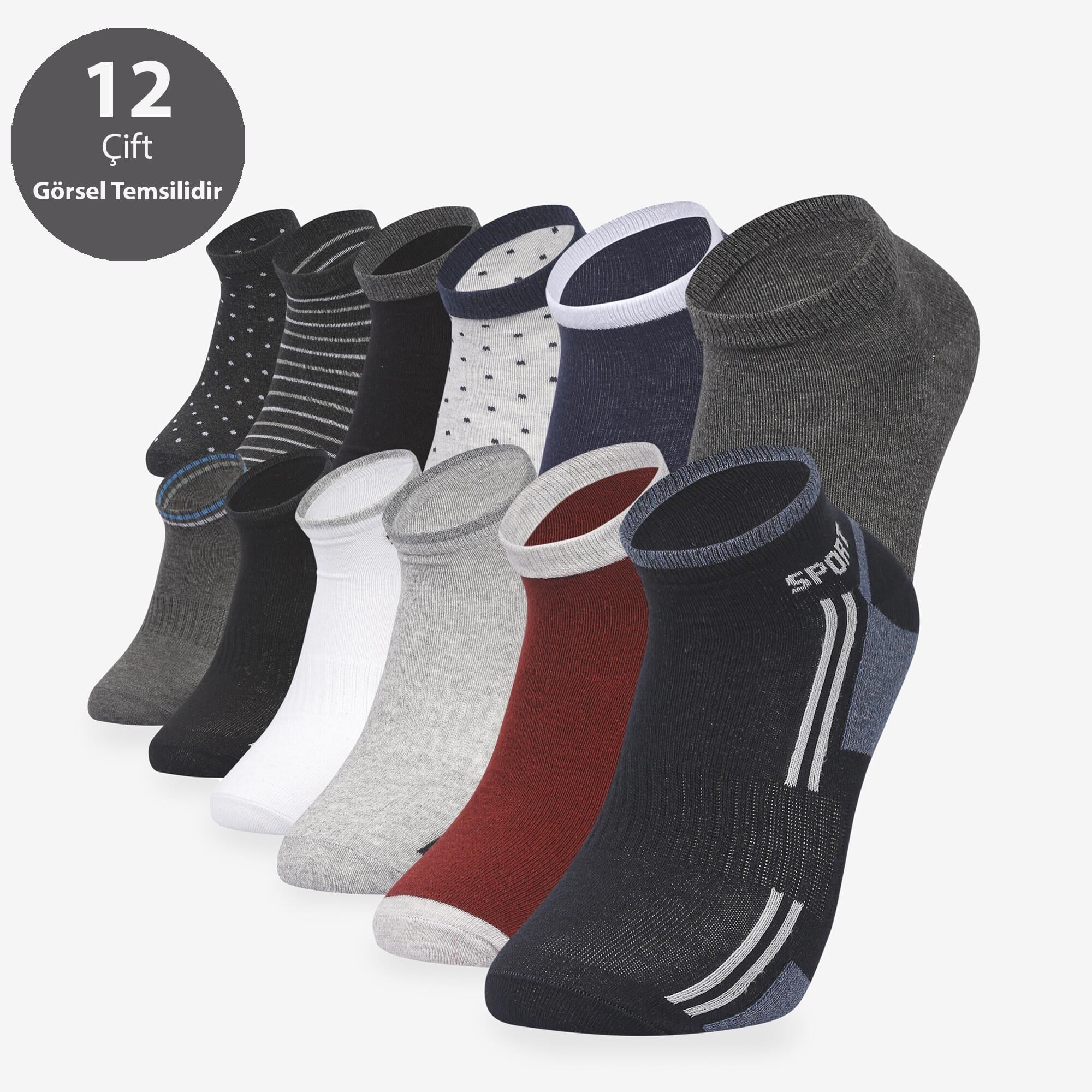 TOPTAN KARIŞIK ERKEK 12Lİ PATİK ÇORAP