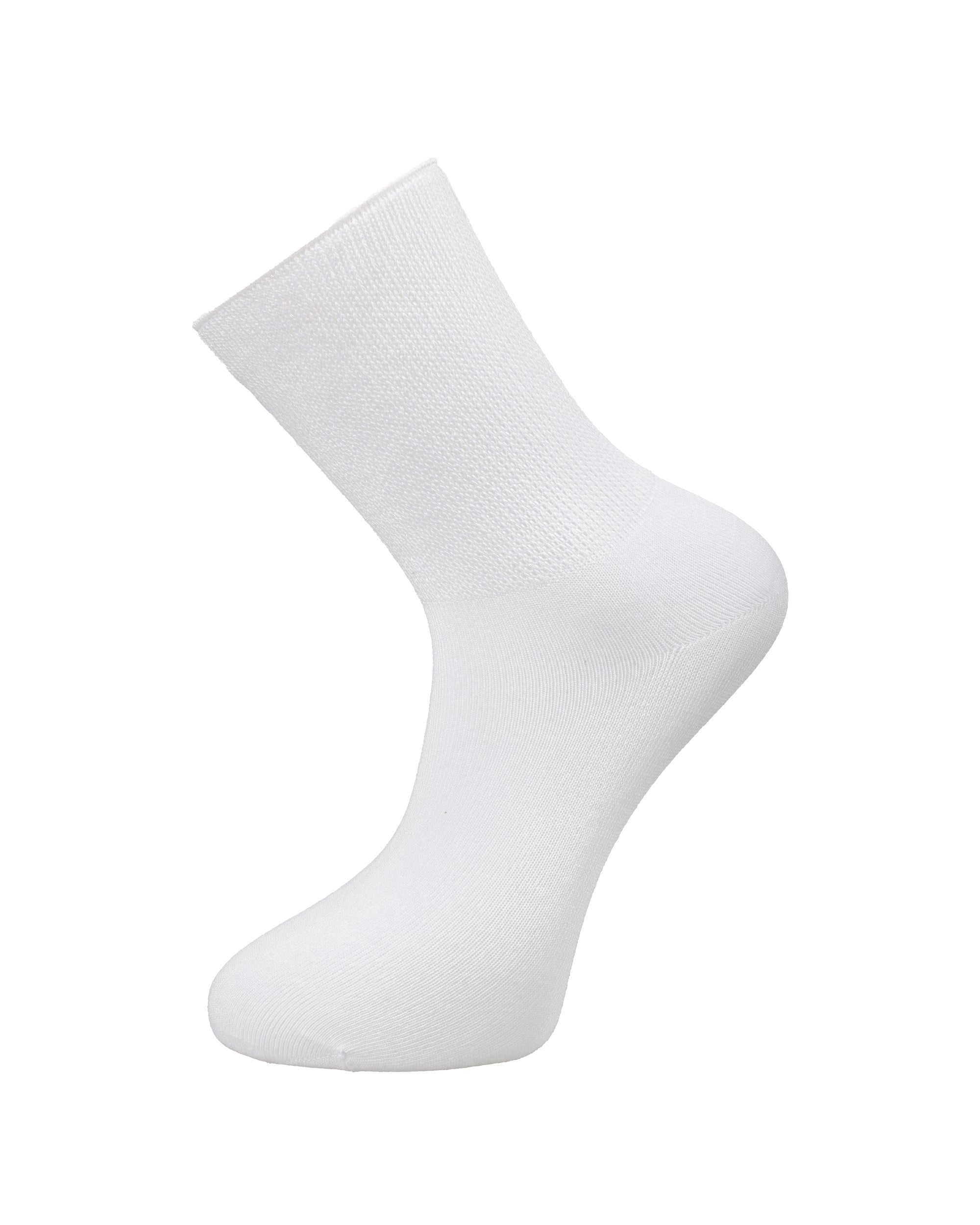 Unisex Bambu Diyabetik Çorap Beyaz