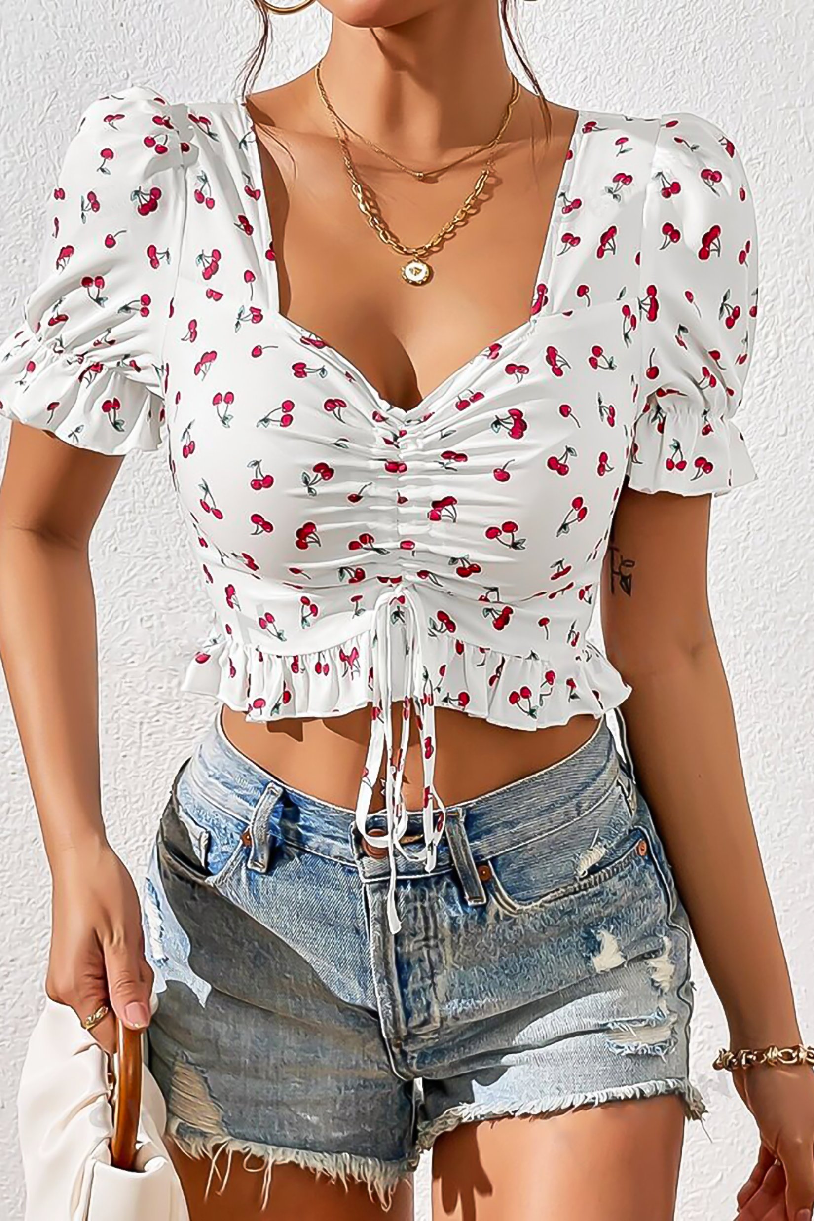 Bella Notte Beyaz Kiraz Fırtınası Crop B-5505