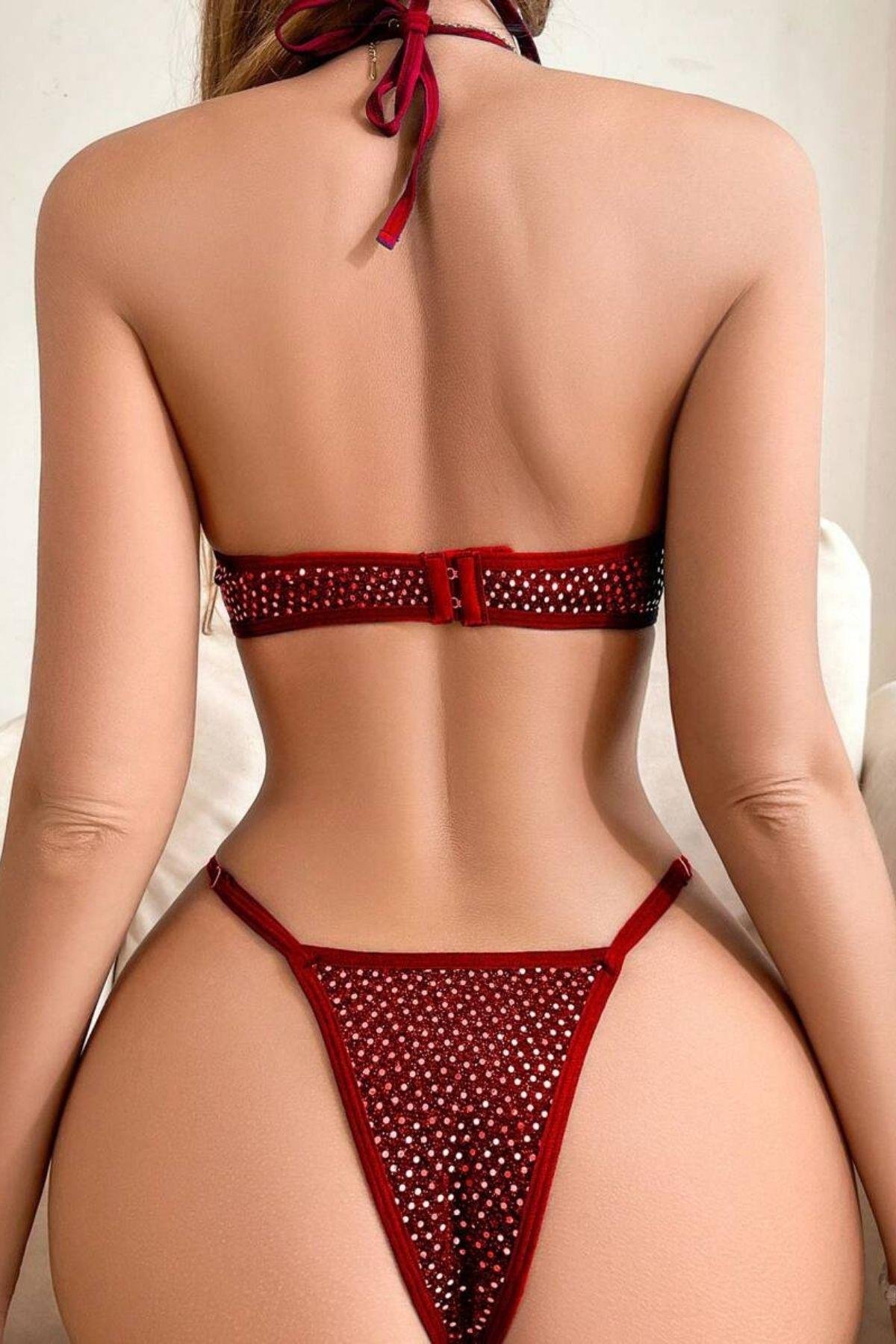 Bella Notte Bordo Işıltılı İç Çamaşır Takımı 16085