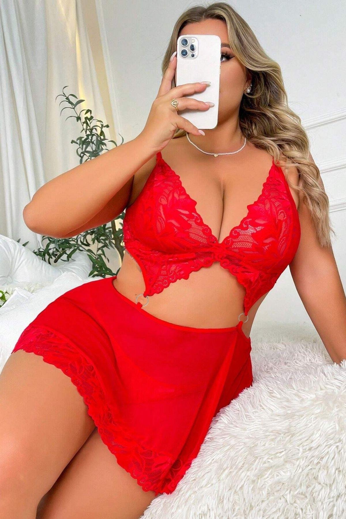 Bella Notte Kırmızı  Valentines Tasarım Gecelik 18511