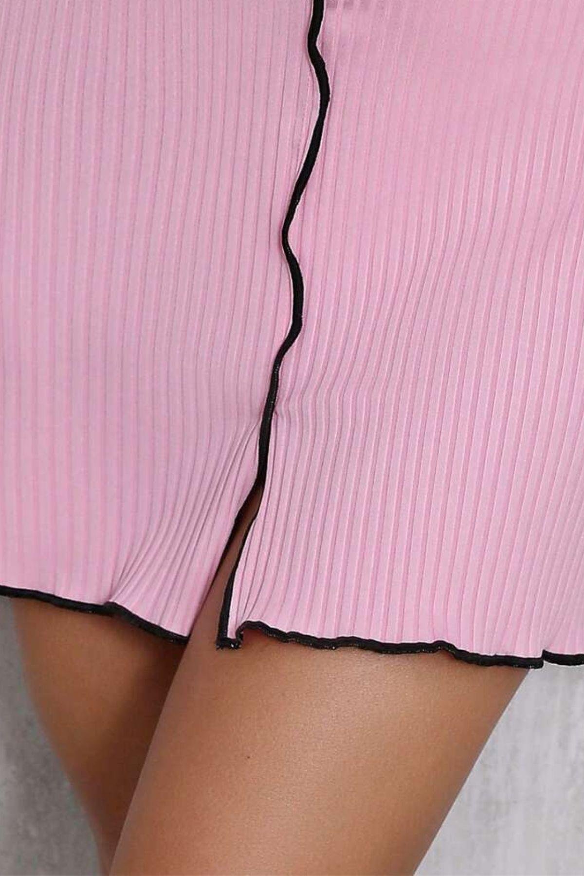 Bella Notte Pembe Askılı Slim Kesim Mini Gecelik 15975