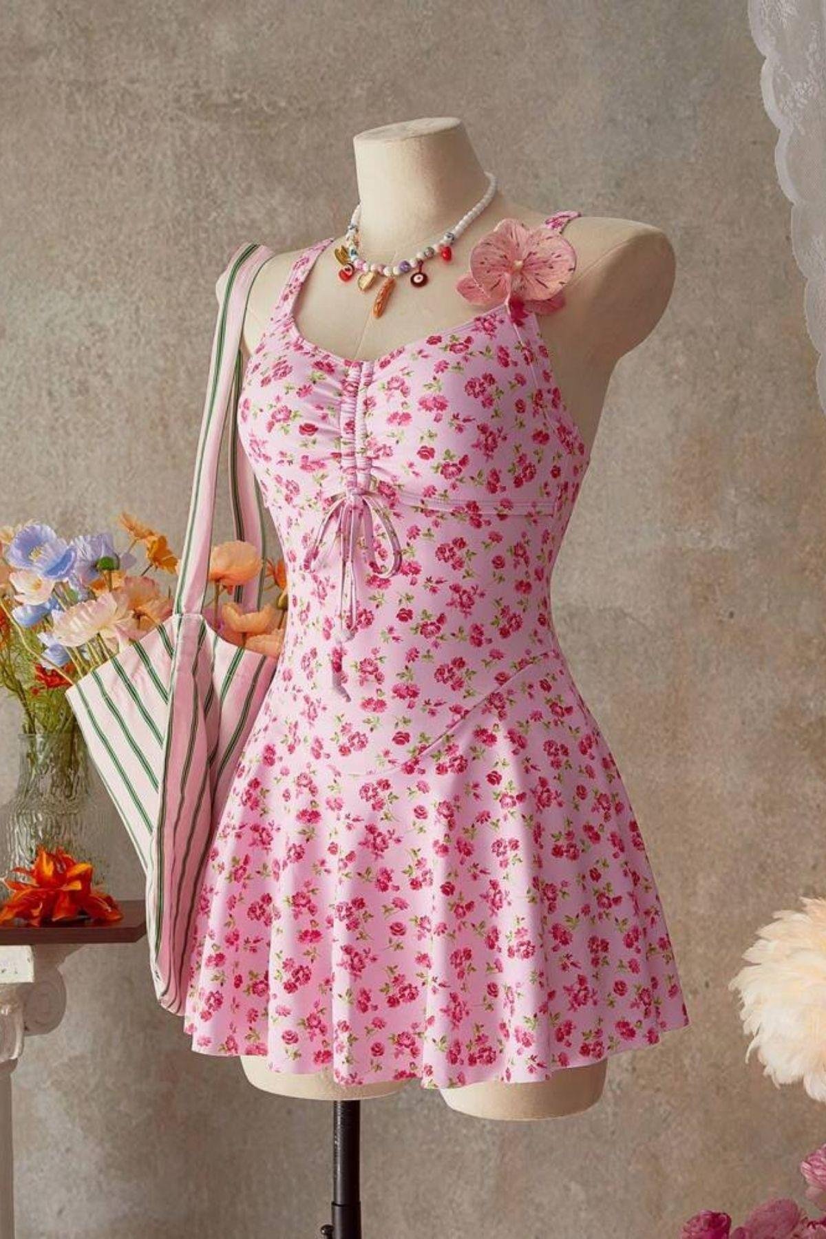 Bella Notte Pembe Çiçek Desenli Mini Gecelik 35521
